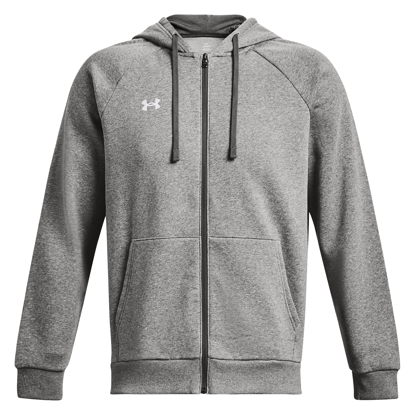 Image of Under Armour UA Rival Fleece Full-Zip Long-Sleeve Hoodie for Men - Castlerock Light Heather/White - S