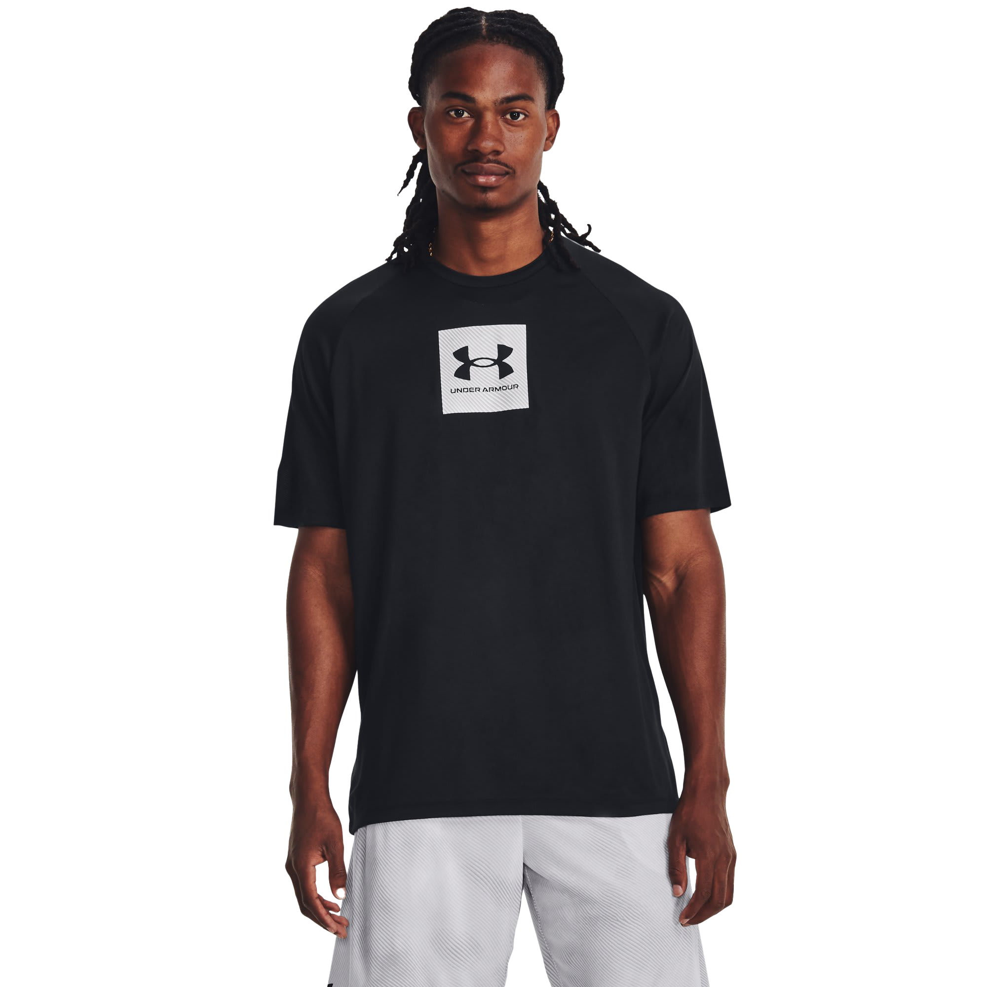 Image of Under Armour UA Tech Print Fill Short-Sleeve T-Shirt for Men - Black/Halo Gray - L