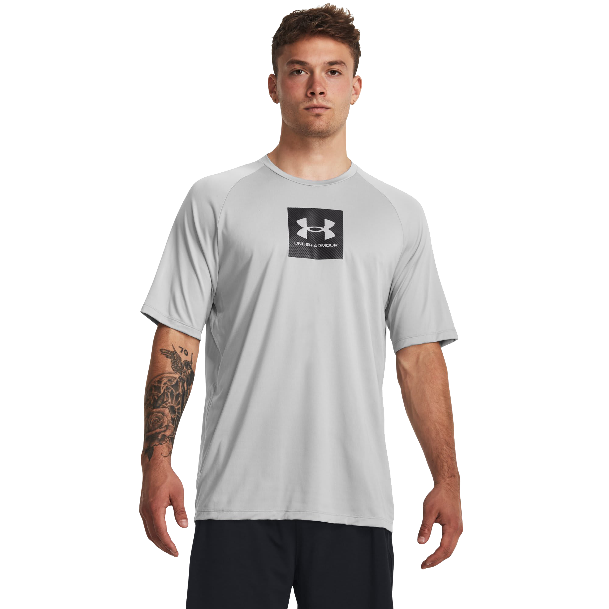 Image of Under Armour UA Tech Print Fill Short-Sleeve T-Shirt for Men - Mod Gray/Jet Gray - L