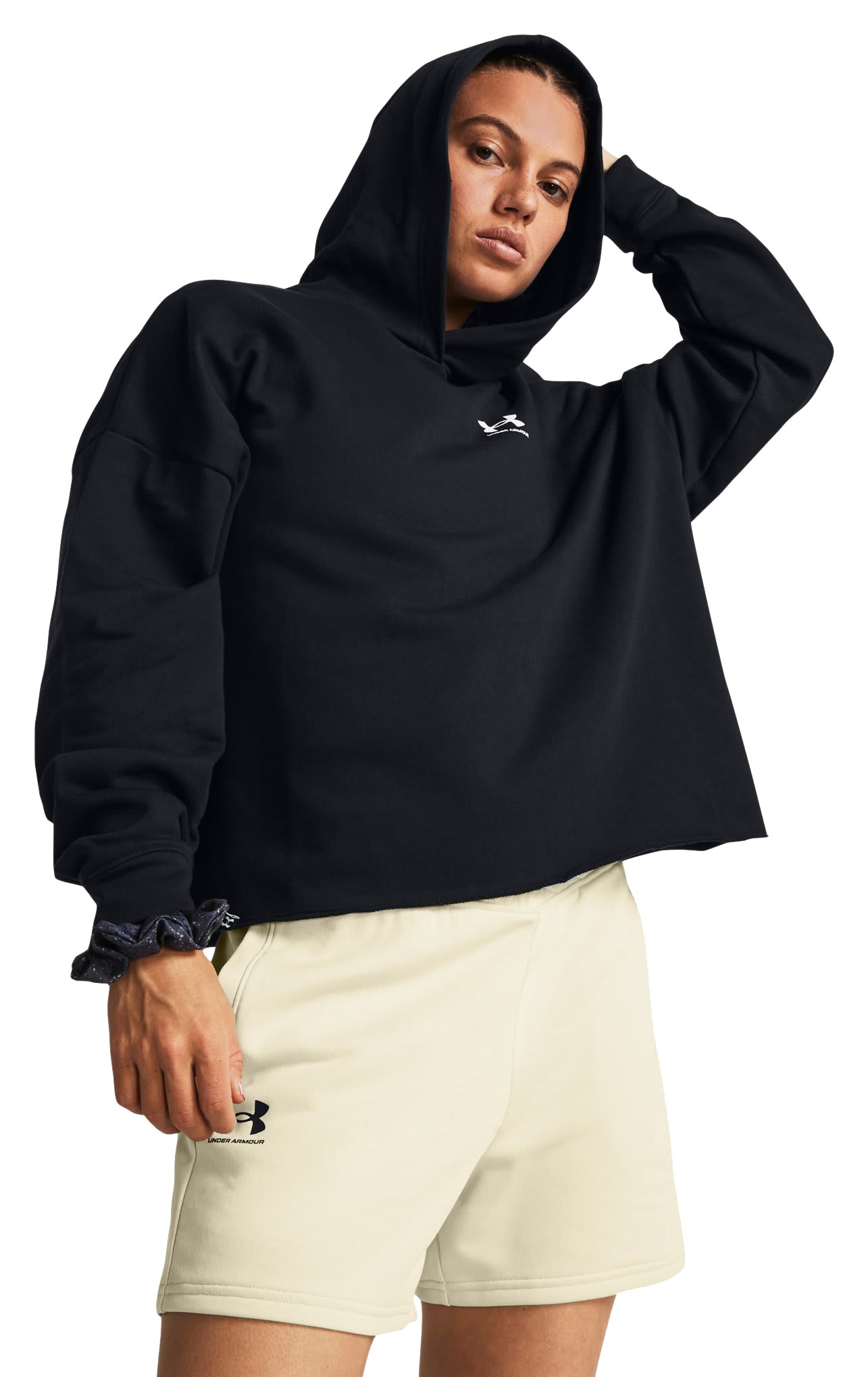 Image of Under Armour Rival Terry Oversized Hoodie for Ladies - Black/White - M