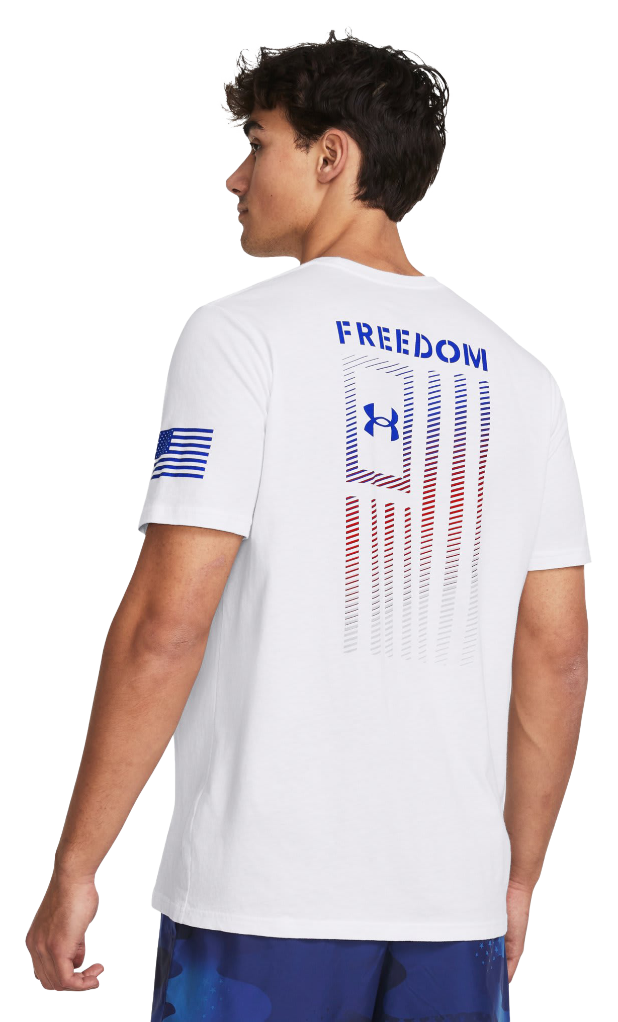 Image of Under Armour Freedom Flag Gradient Short-Sleeve T-Shirt for Men - White/Team Royal
