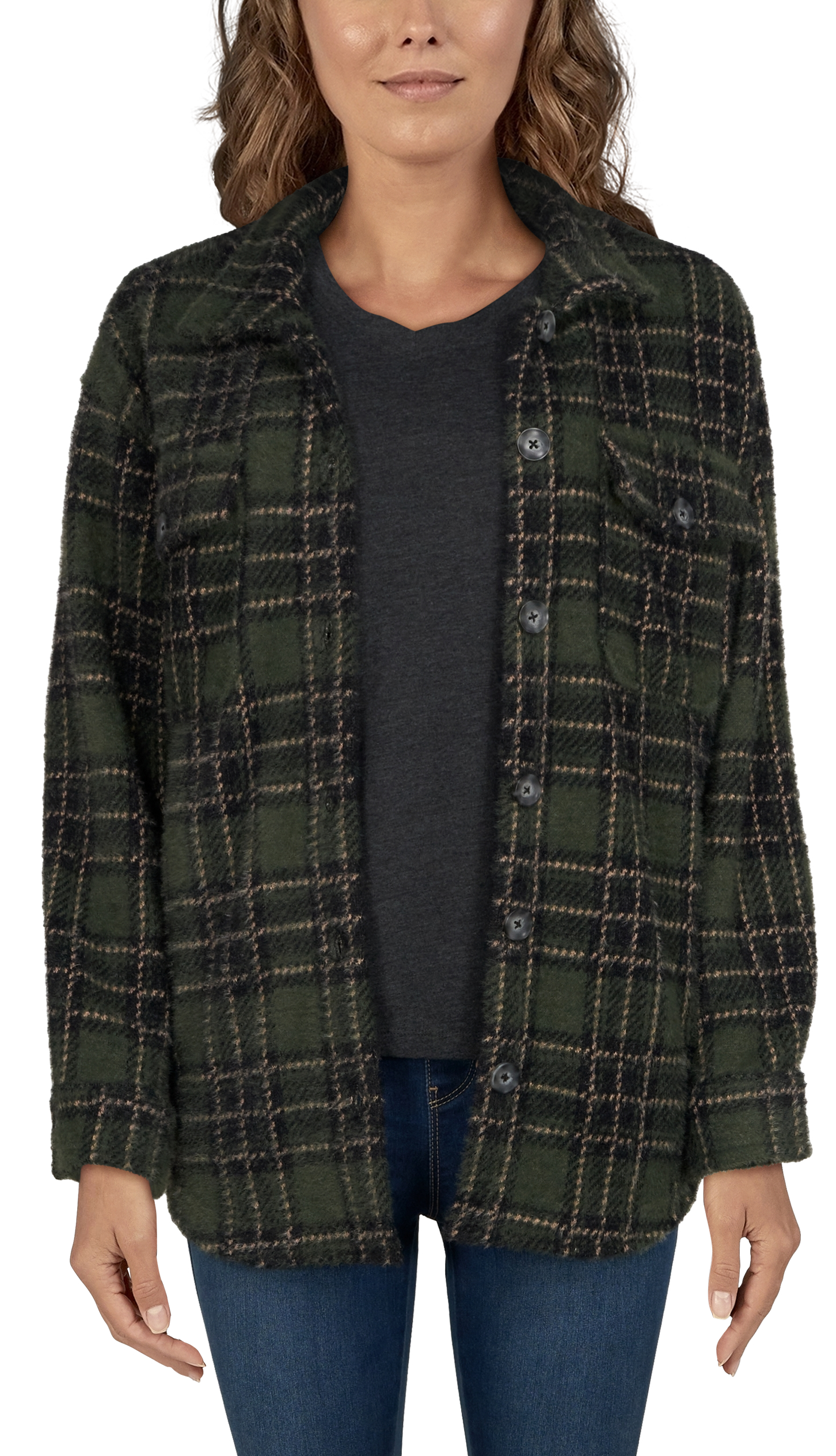 Image of Natural Reflections Plaid Shirt Jacket for Ladies