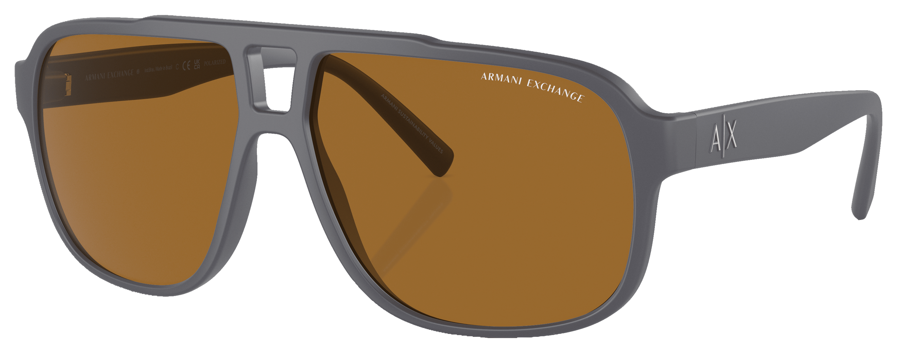 Image of Armani Exchange AX4104S Polarized Sunglasses - Matte Gray/Brown - Large