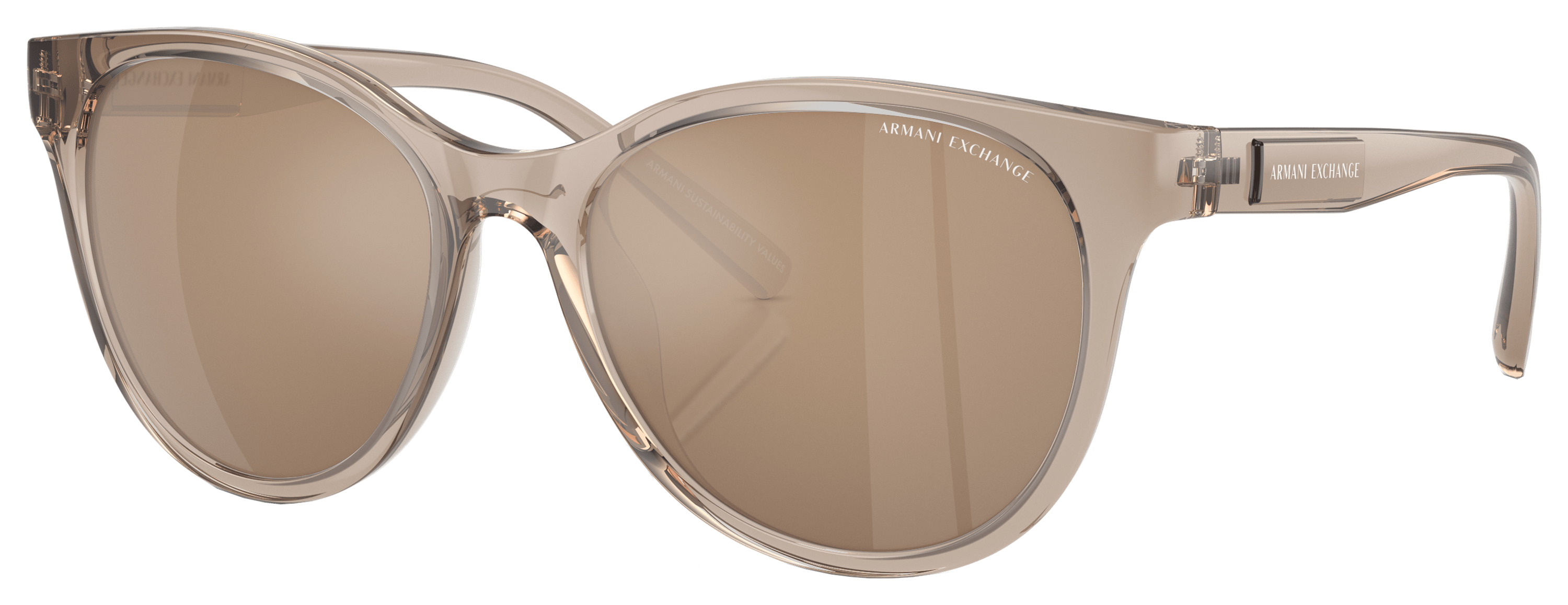 Image of Armani Exchange AX4144SU Sunglasses for Ladies - Shiny Transparent Brown/Brown/Gold Mirror - X-Large