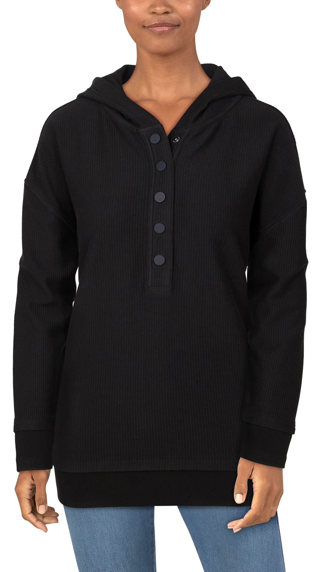 NATURAL REFLECTIONS Ribbed Pullover Hoodie