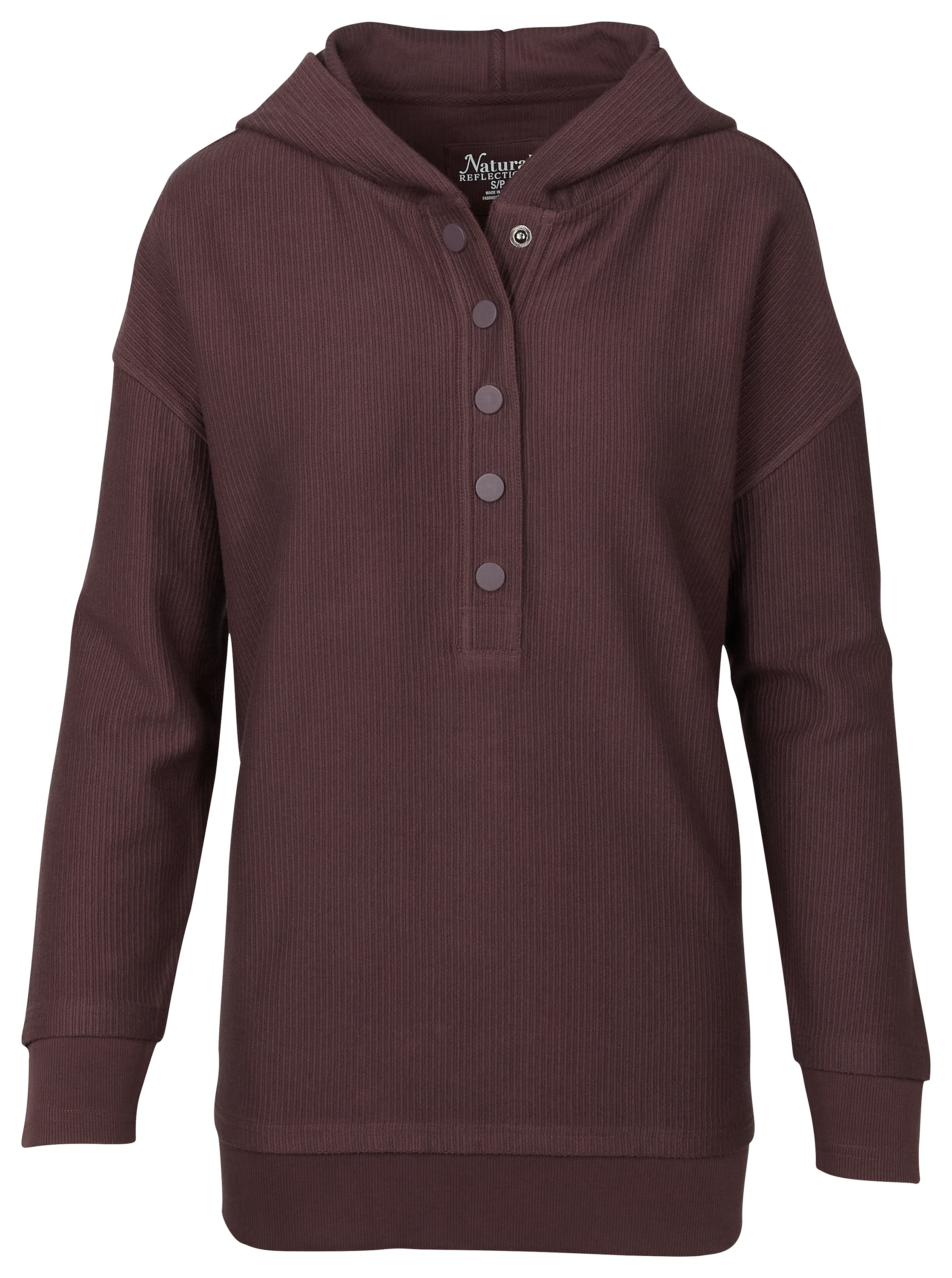 NATURAL REFLECTIONS Ribbed Pullover Hoodie