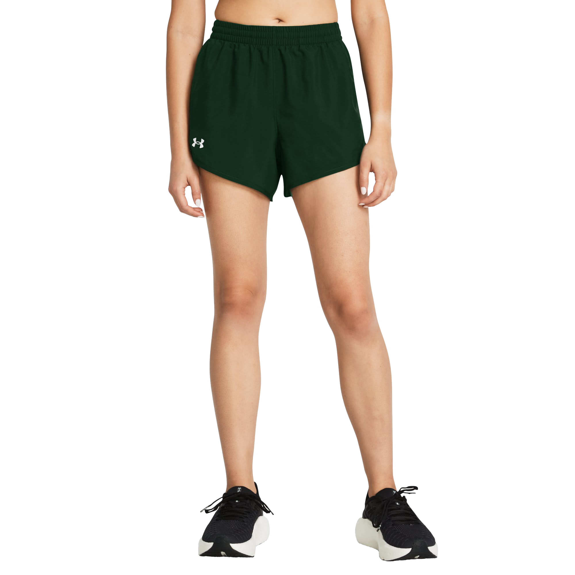 Image of Under Armour Fly-By Unlined 3'' Shorts for Ladies - Forest Green/White