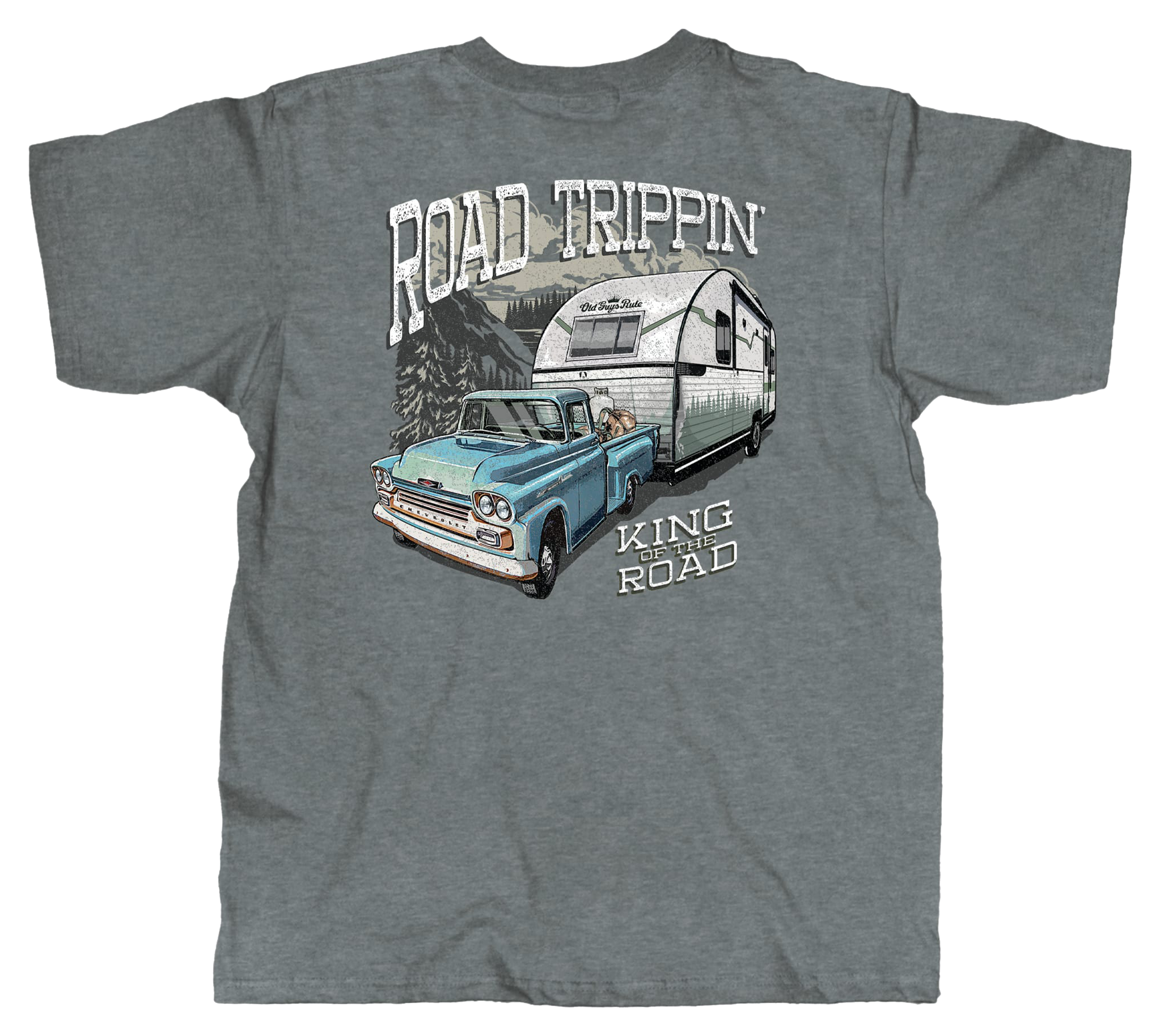 Image of Old Guys Rule GM Road Trippin Short-Sleeve T-Shirt for Men - Graphite Heather - 2XL