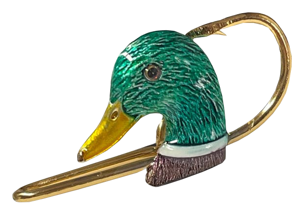 Hookits Mallard Duck Head Fishing Hook Hat Pin Clip
