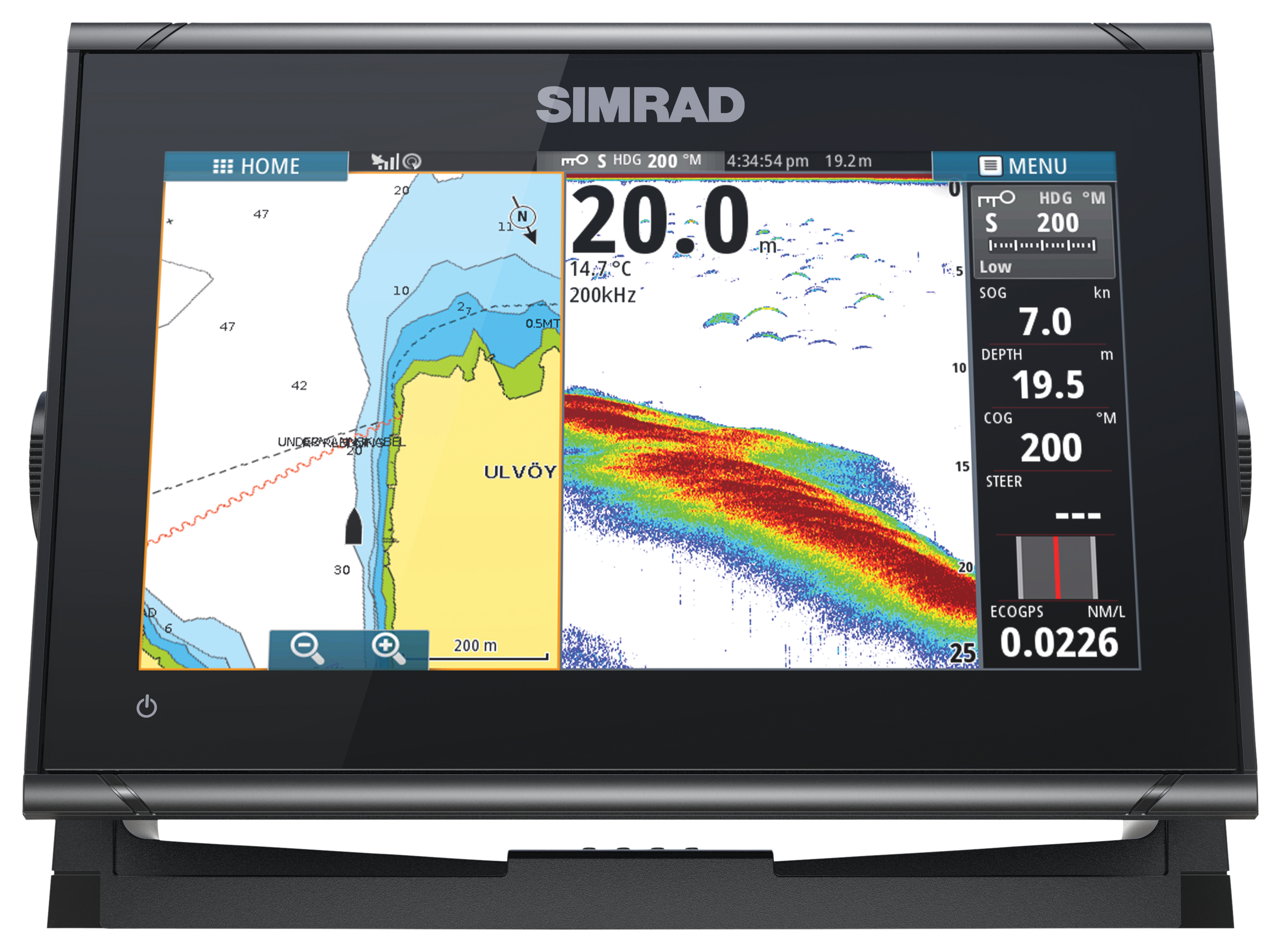Simrad GO9 XSE Fish Finder/Chartplotter with HDI Transducer and C-MAP DISCOVER Charts