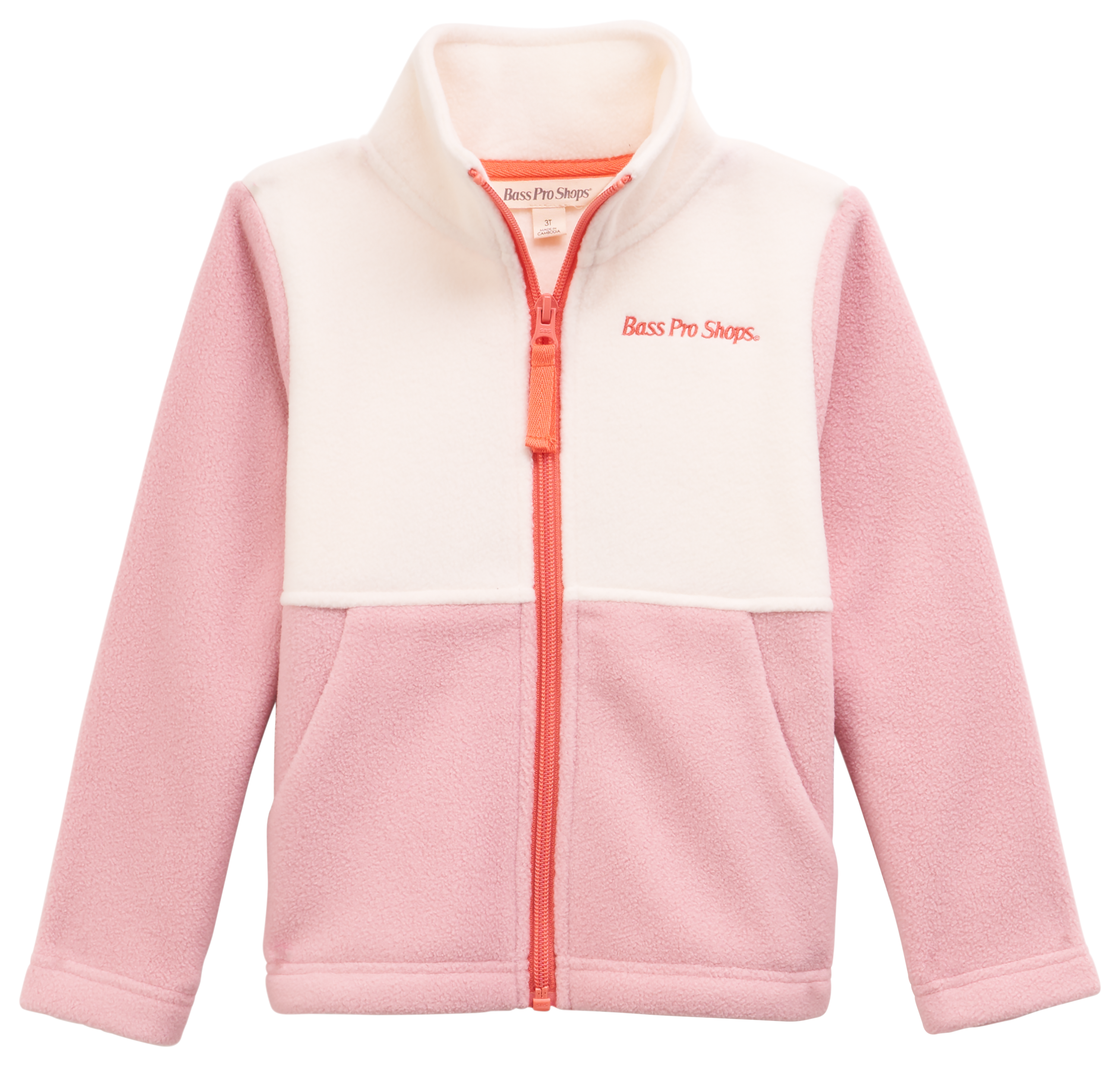 Image of Bass Pro Shops Logo Full-Zip Fleece Jacket for Toddlers - White/Pink - 2T