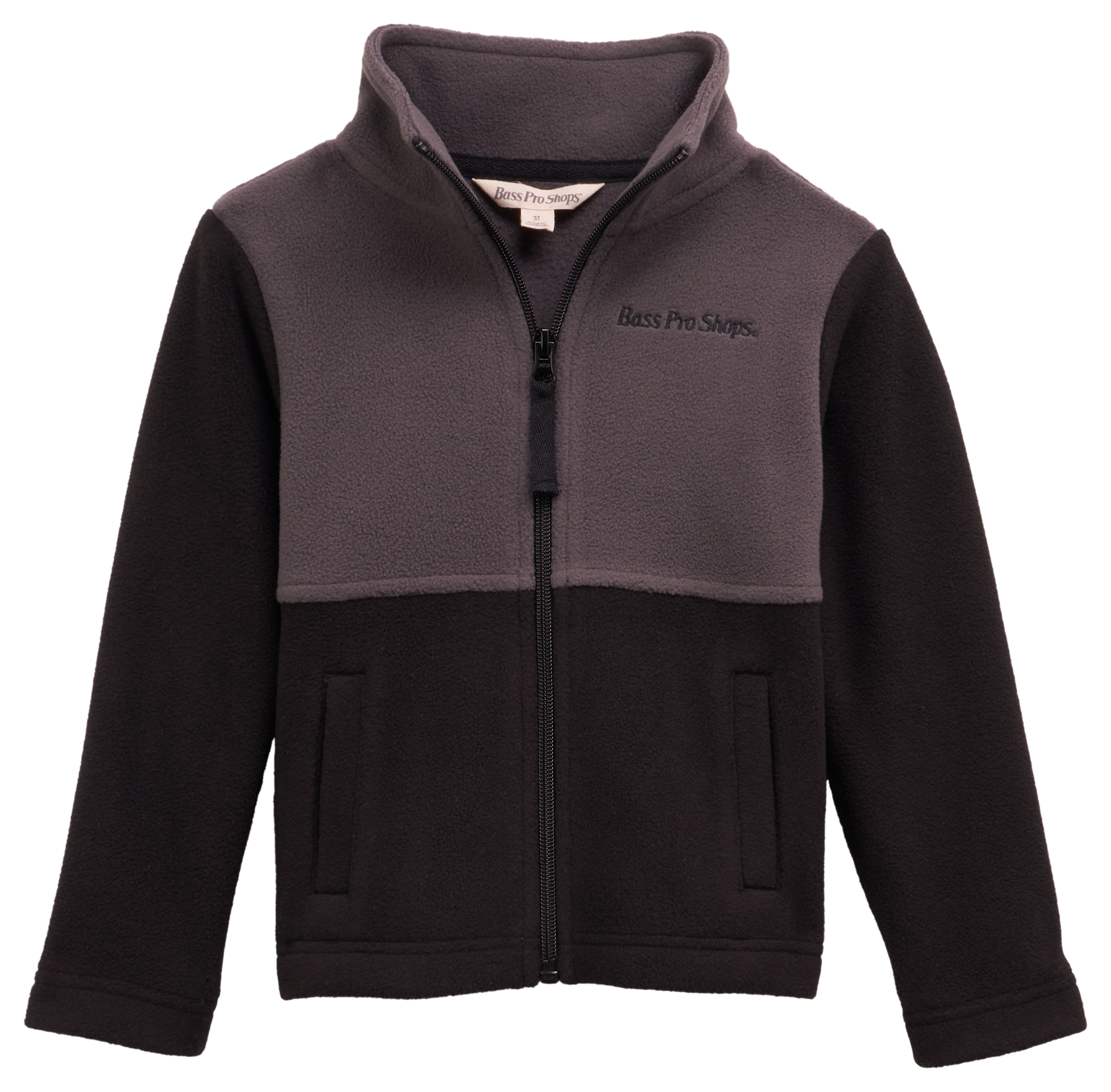 Image of Bass Pro Shops Logo Full-Zip Fleece Jacket for Toddlers - Charcoal/Black - 2T