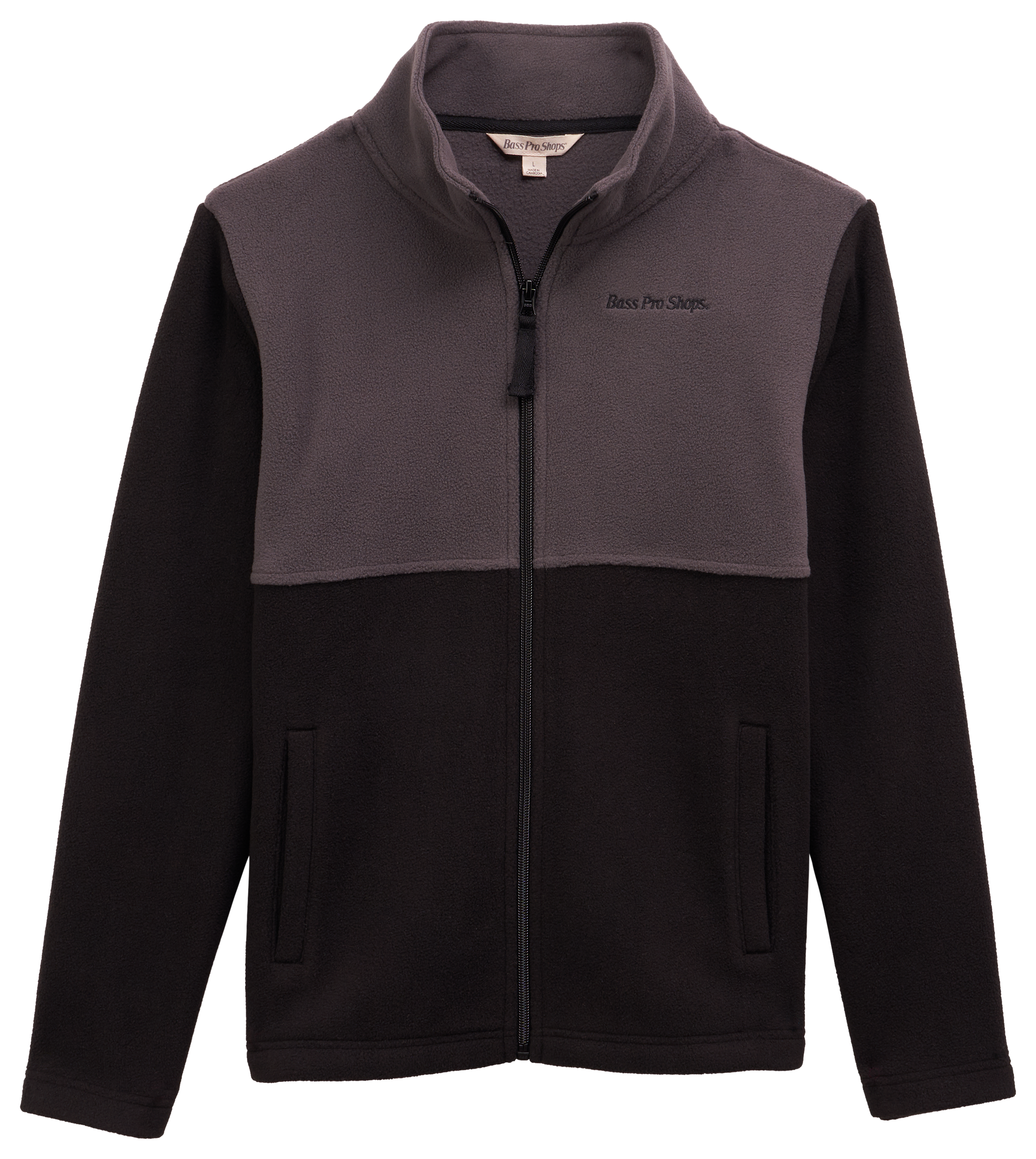 Image of Bass Pro Shops Logo Full-Zip Fleece Jacket for Kids - Charcoal/Black - XS