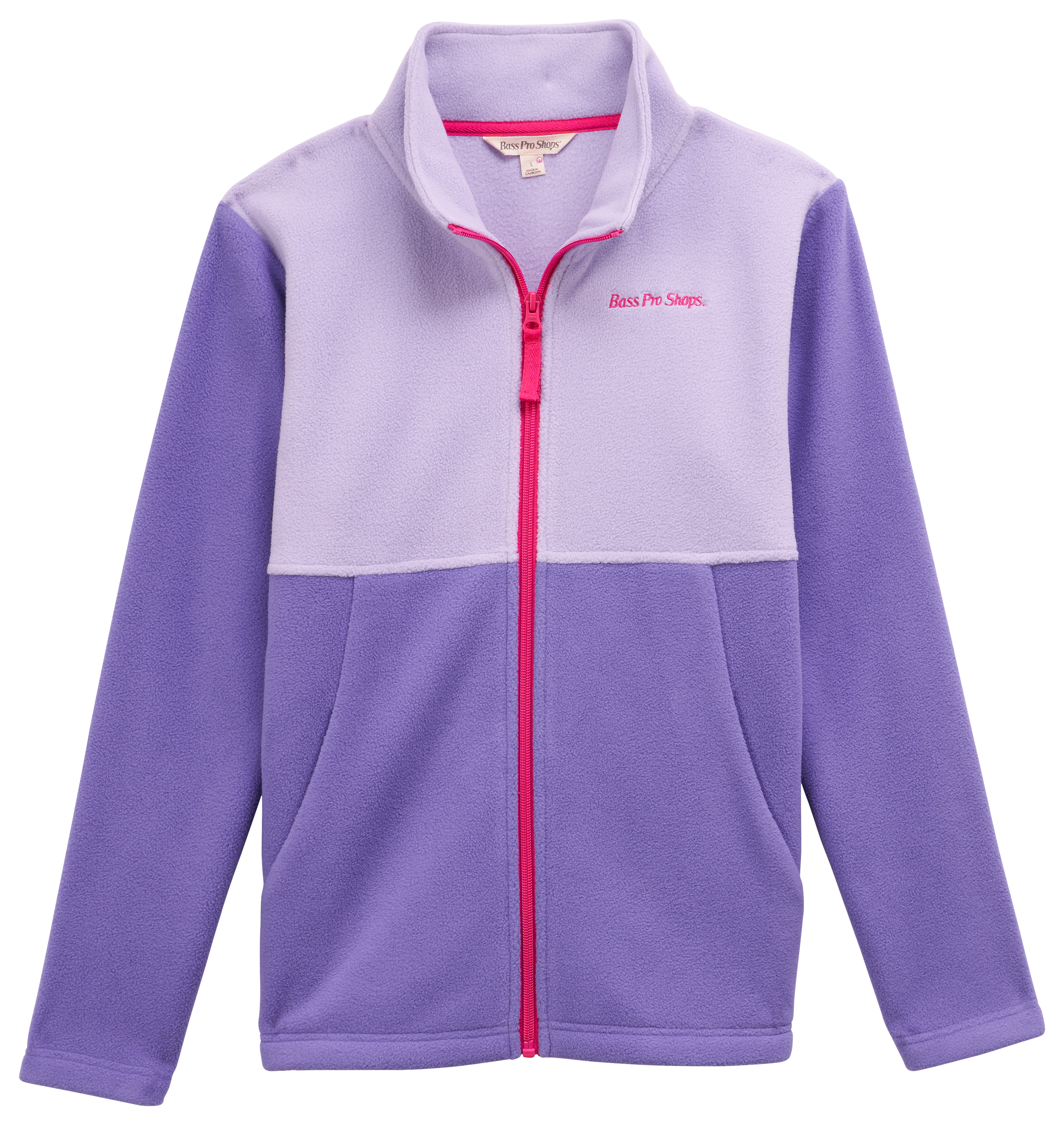 Image of Bass Pro Shops Logo Full-Zip Fleece Jacket for Kids - Lilac/Purple - XS