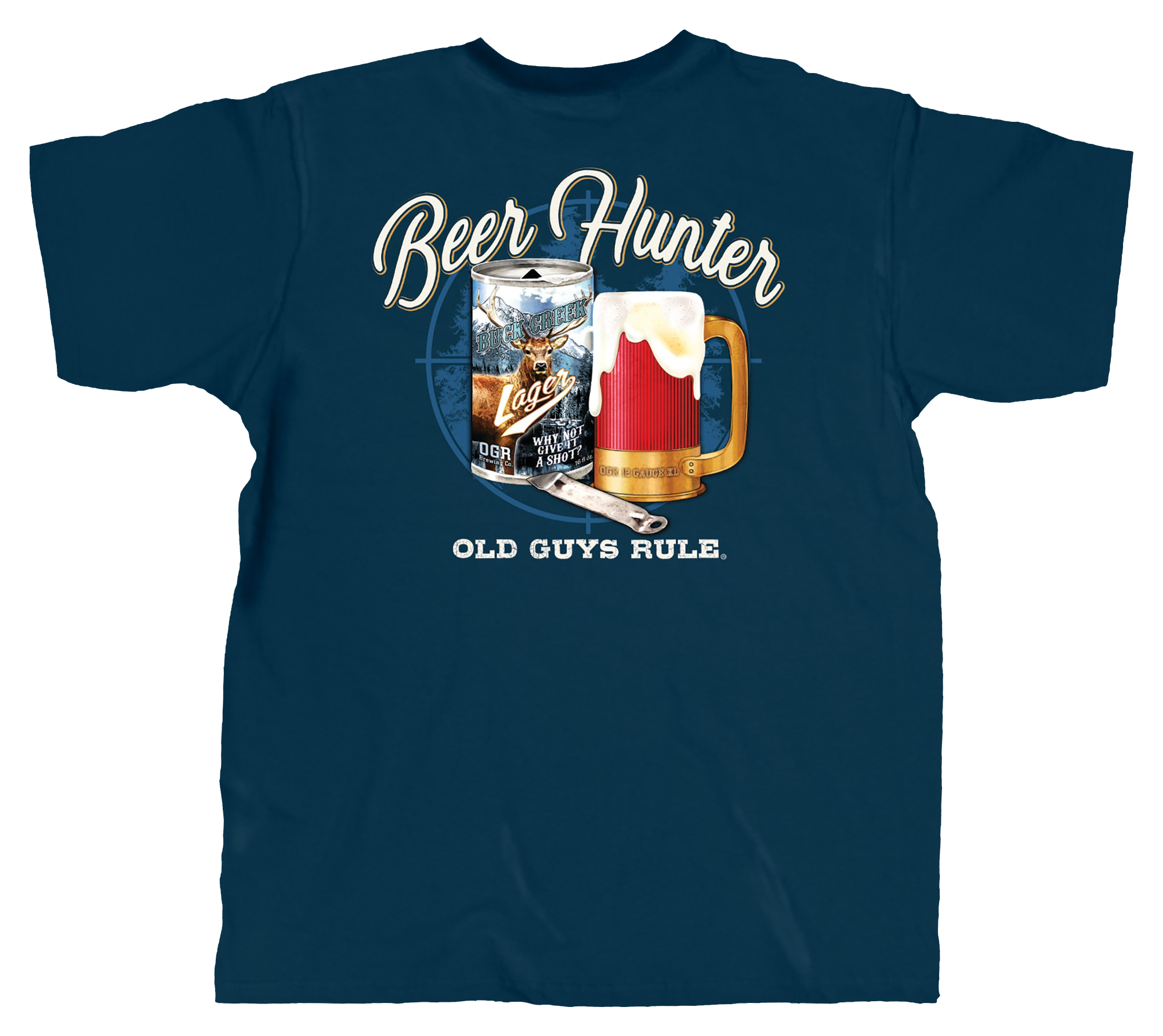 Image of Old Guys Rule Beer Hunter Short-Sleeve T-Shirt for Men - Navy