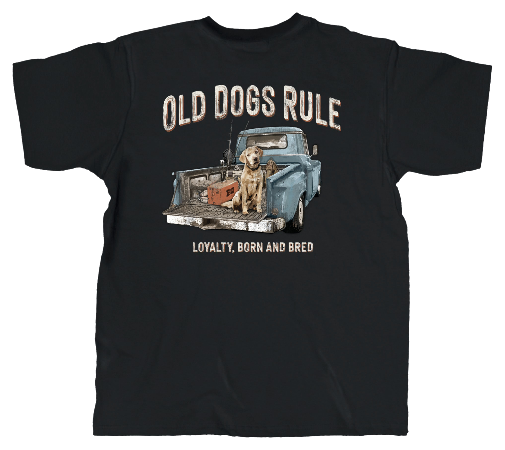 Image of Old Guys Rule Old Dogs Rule Loyalty Born and Bred Short-Sleeve T-Shirt for Men - Black - XL