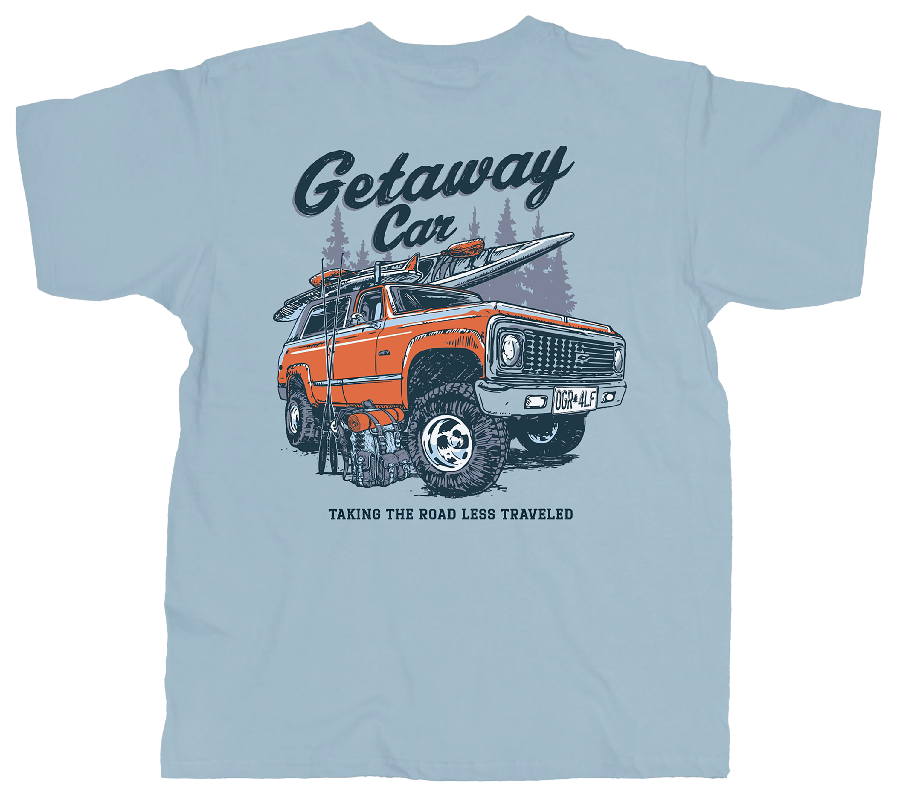 Image of Old Guys Rule Getaway Car Short-Sleeve T-Shirt for Men - Stone Blue