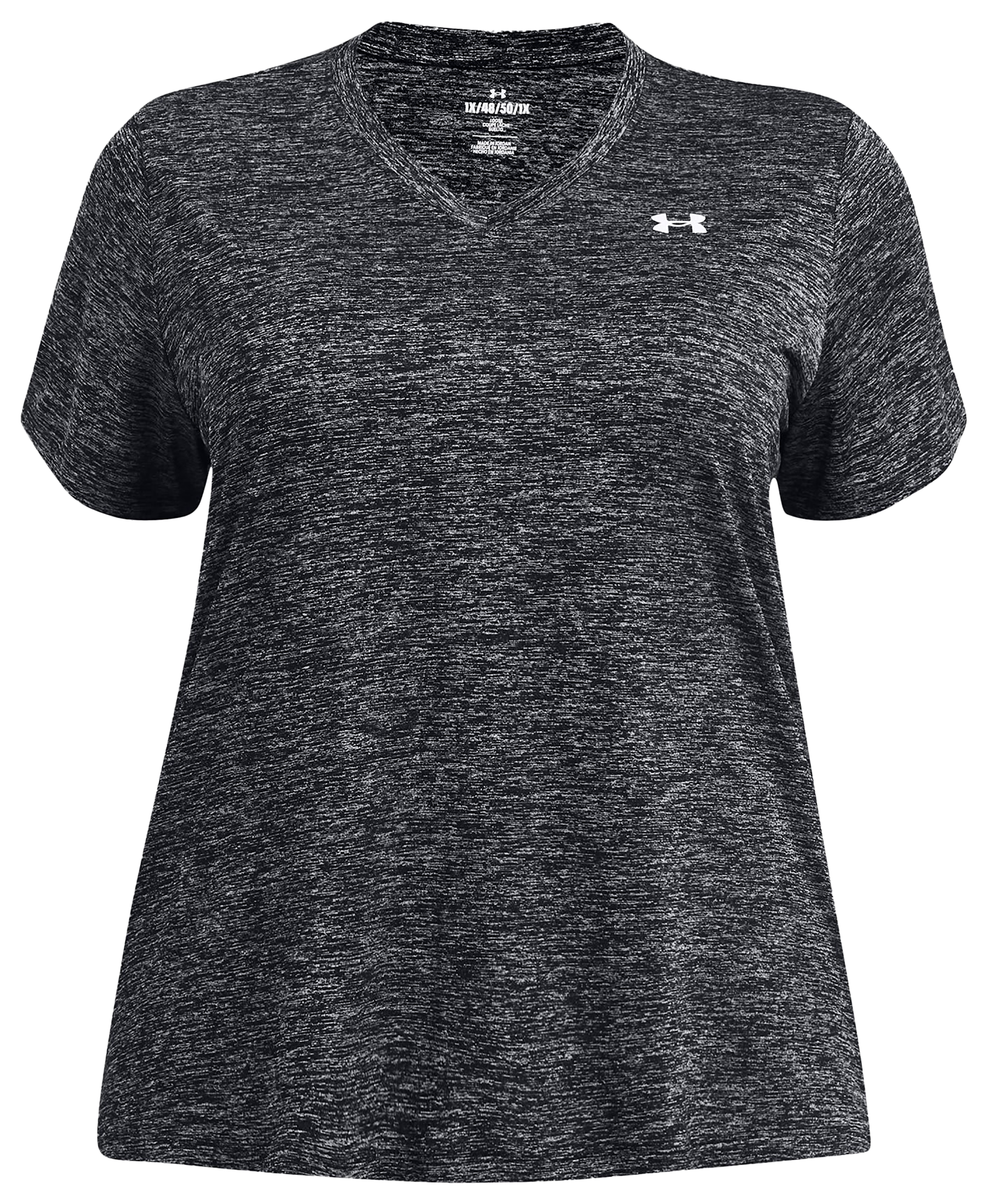 Image of Under Armour Tech Twist Short-Sleeve V-Neck T-Shirt for Ladies - Black/White - 2X