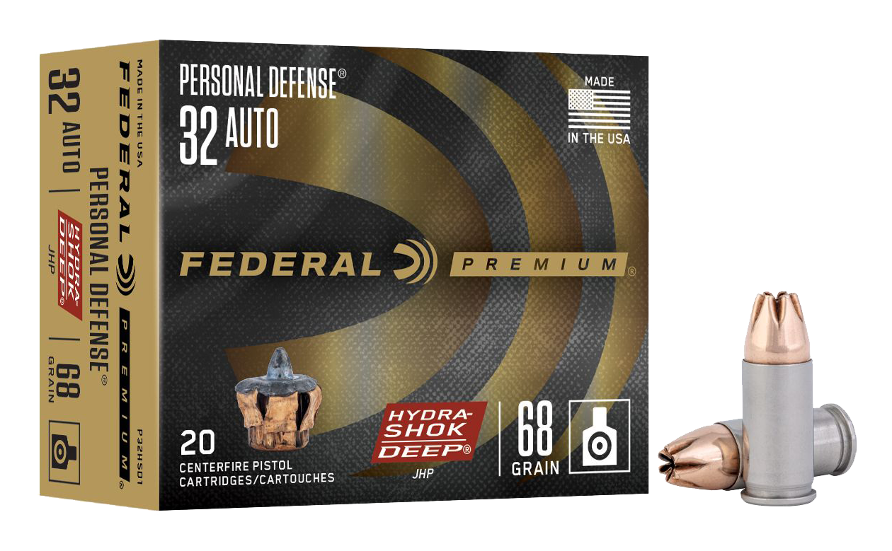 Image of Federal Premium Personal Defense Hydra-Shok Deep .32 Auto 68 Grain Handgun Ammo