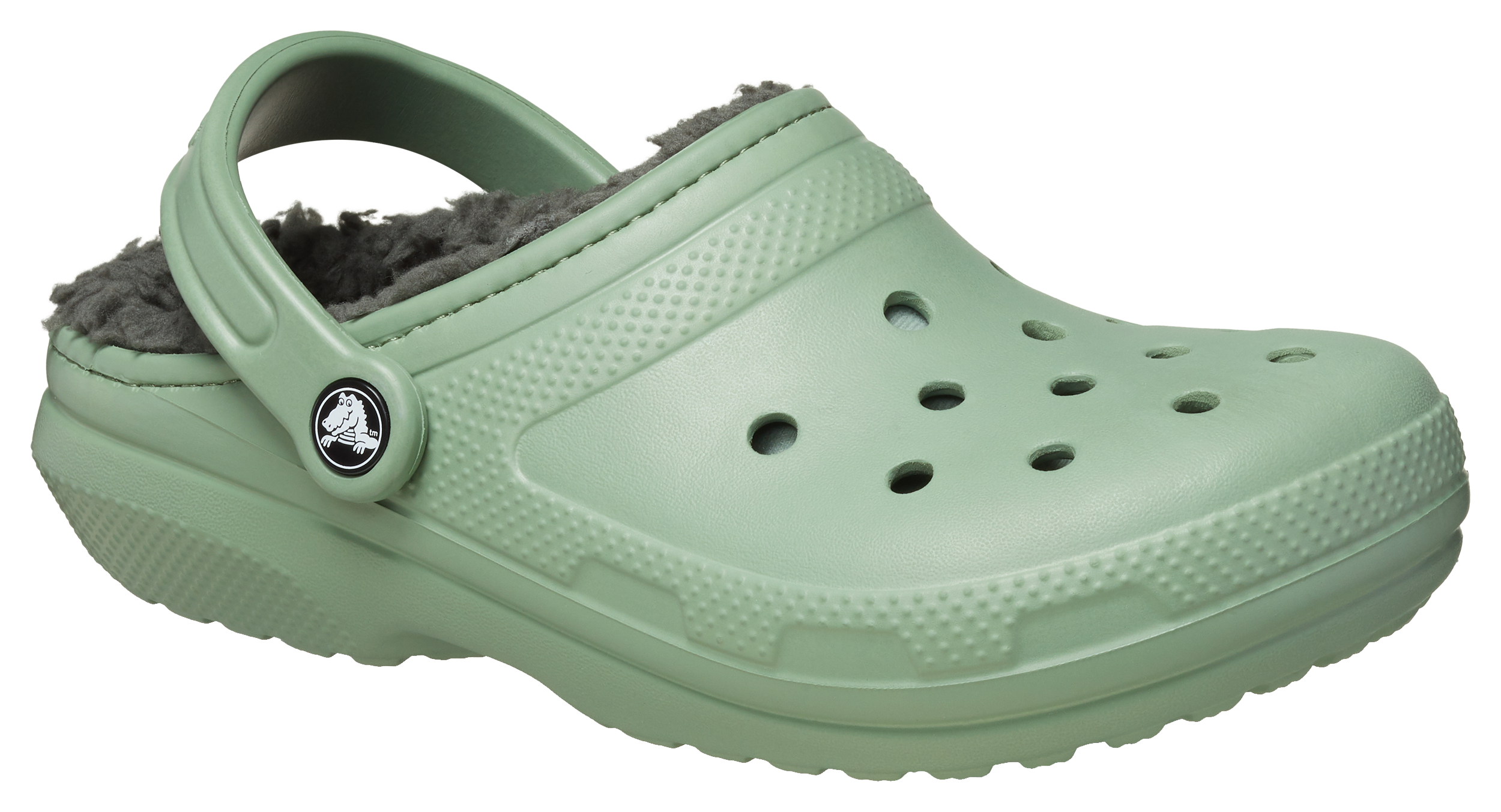 Image of Crocs Classic Lined Clogs for Ladies - Moss/Gray - 6M