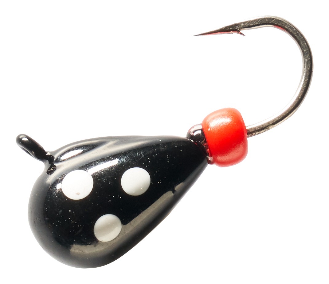 Image of Bass Pro Shops Tungsten Ice Jig 2-Pack - Black Glow Spot - #12 1/16 oz.