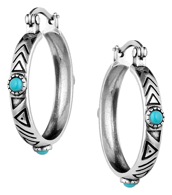 Image of Montana Silversmiths Uncovered Beauty Turquoise Hoop Earrings