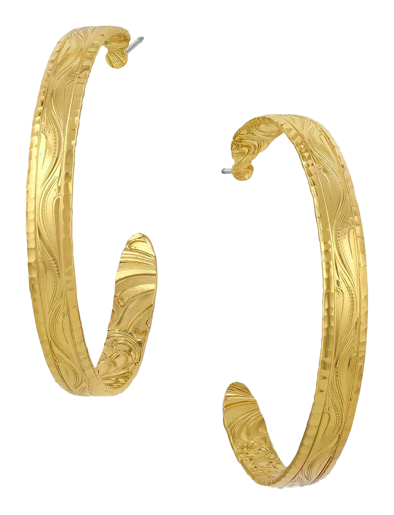 Image of Montana Silversmiths Timeless Treasure Chiseled Hoop Earrings