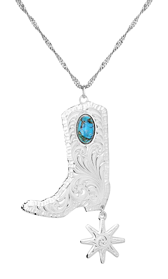 Image of Montana Silversmiths Chiseled Boots and Spurs Turquoise Necklace