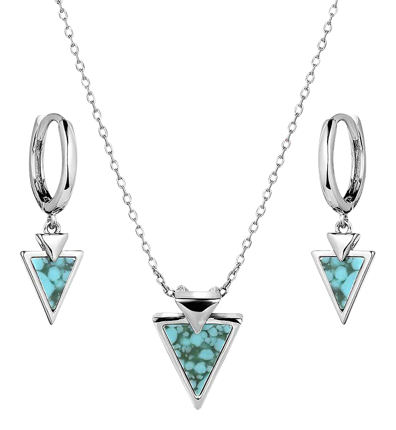 Image of Montana Silversmiths Pointed Path Turquoise Necklace and Earring Set