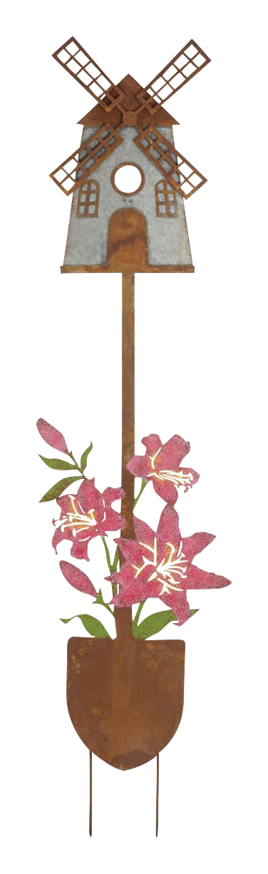 Image of Regal Art & Gift Rustic Shovel and Birdhouse Garden Stake - Windmill