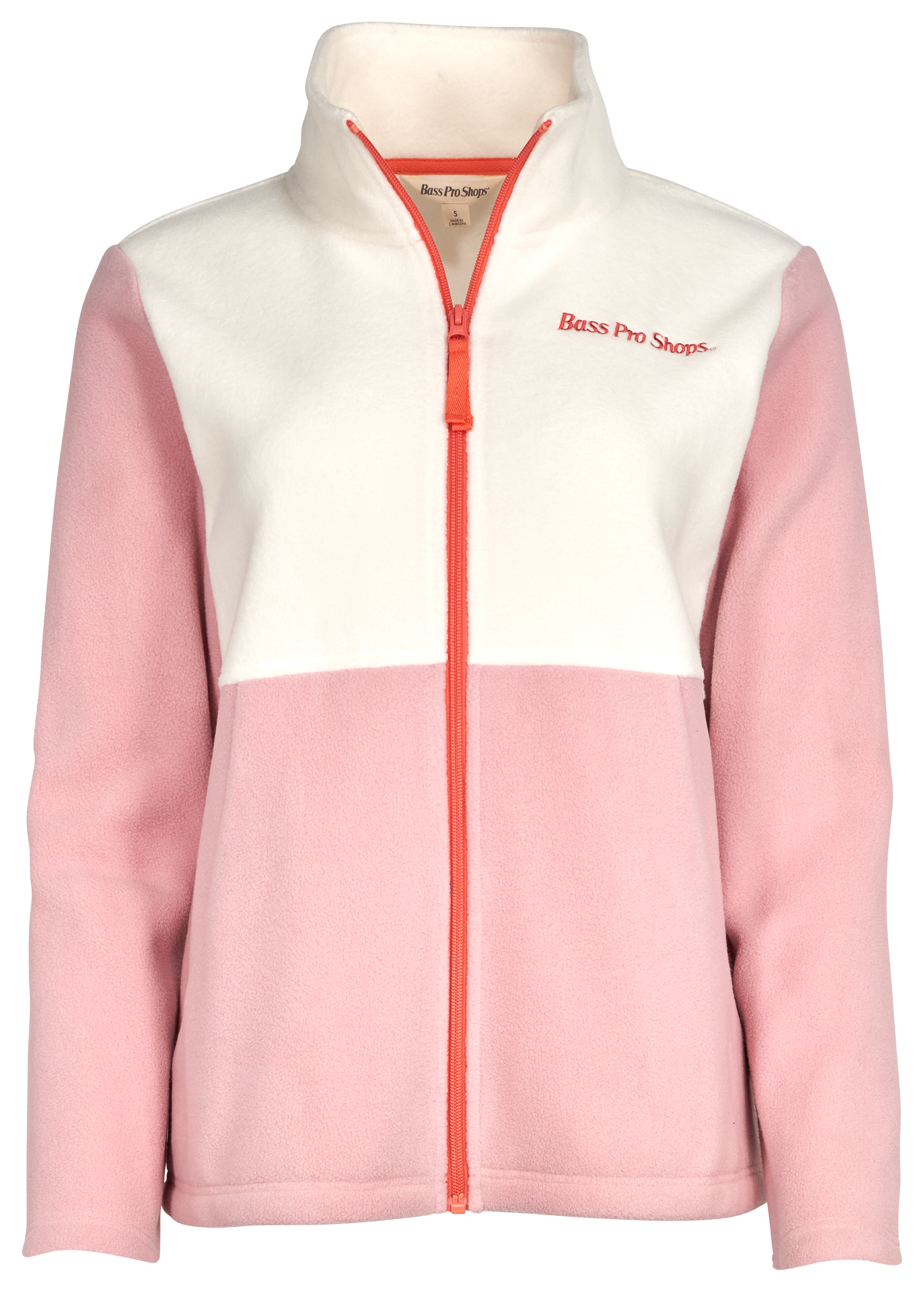 Image of Bass Pro Shops Full-Zip Logo Fleece Jacket for Ladies - White/Pink - S