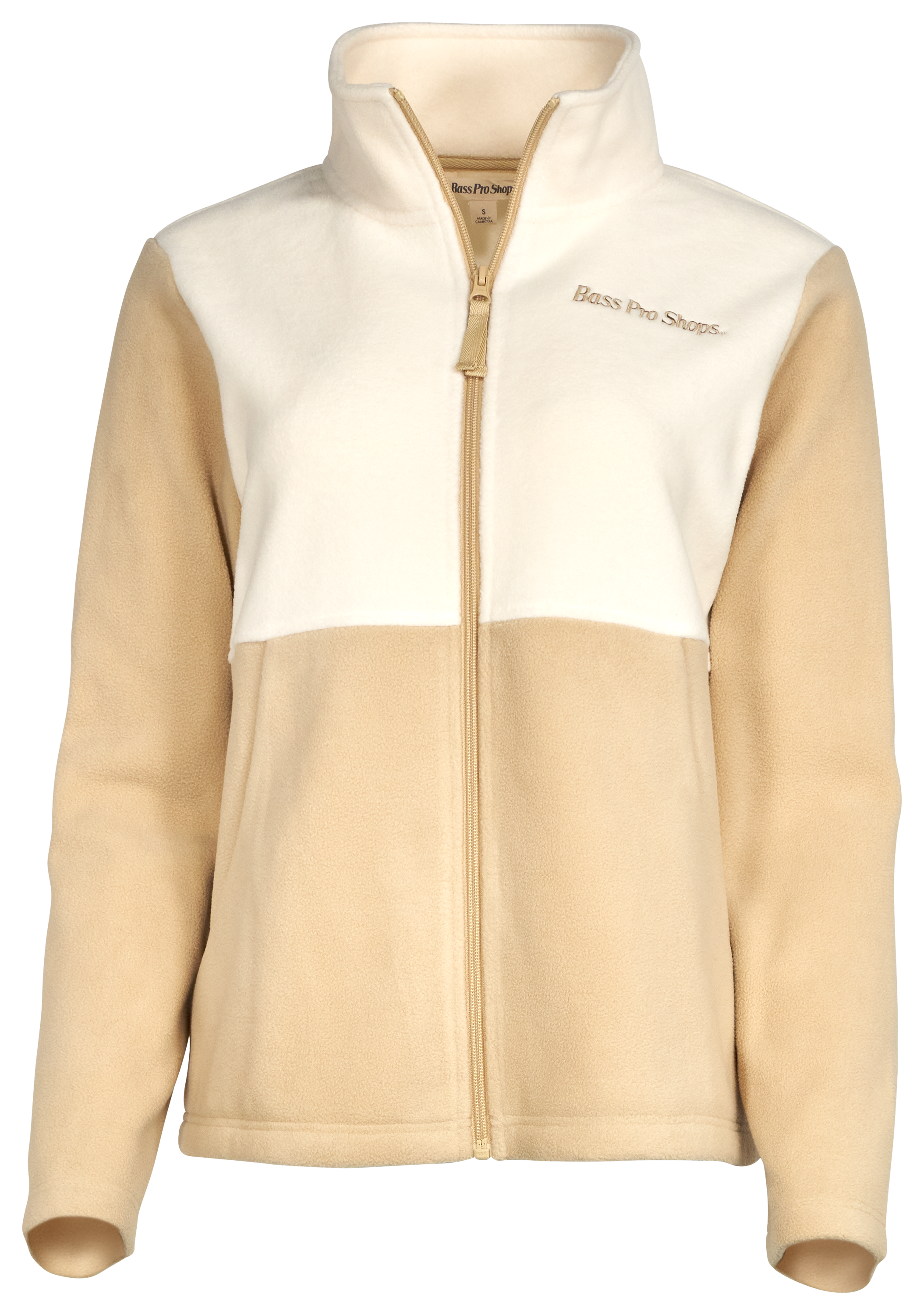 Image of Bass Pro Shops Full-Zip Logo Fleece Jacket for Ladies - White/Pale Khaki - S