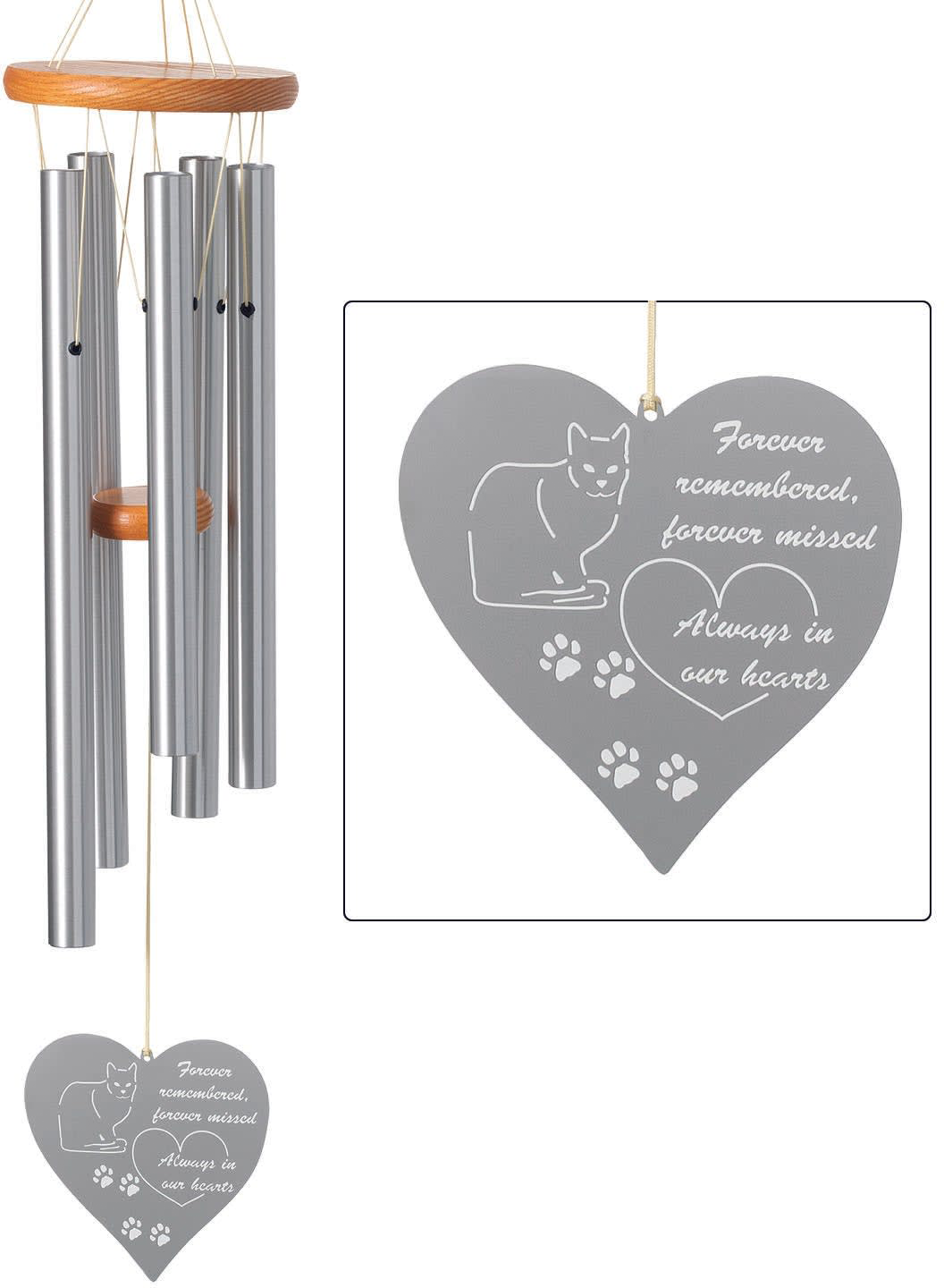 Woodstock Chimes Forever Heart with Cat Chimes of Remembrance