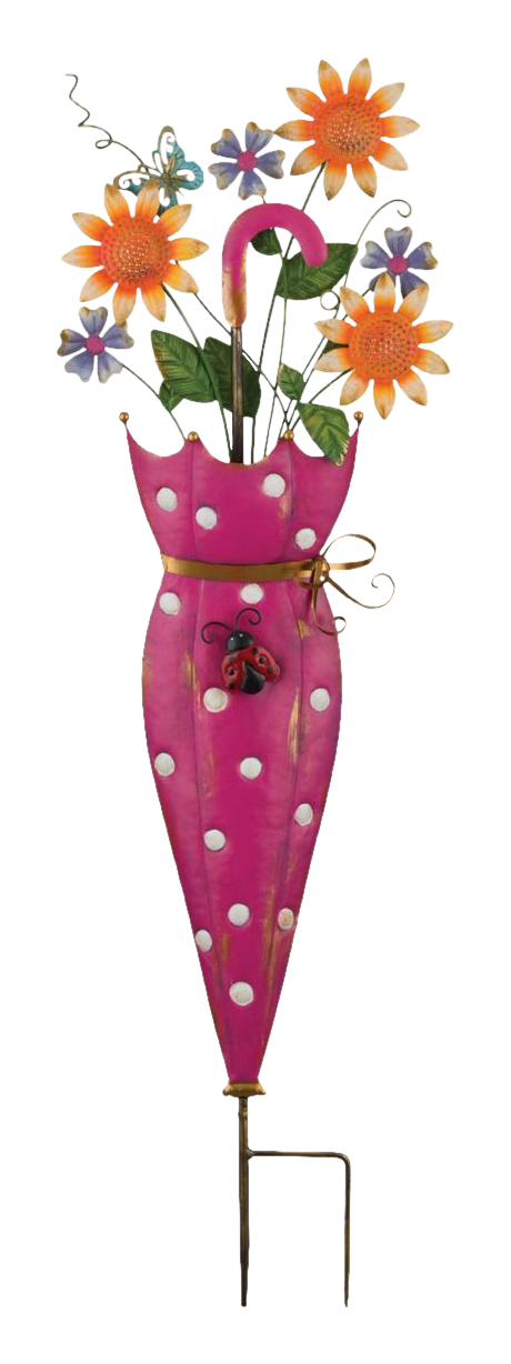 Image of Regal Art & Gift Pink Umbrella Flower Stake