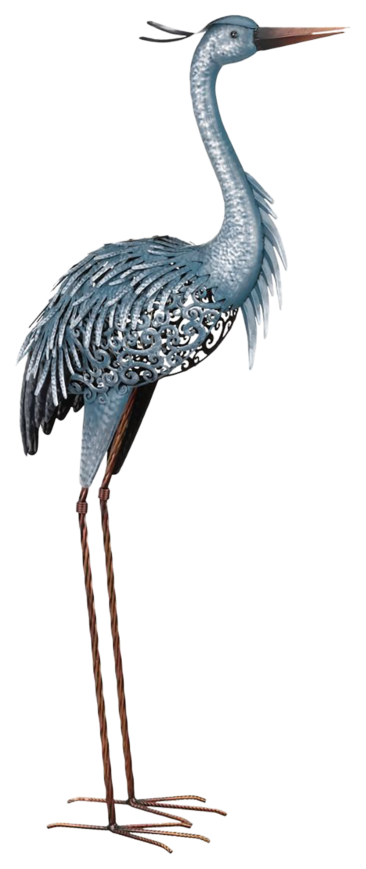 Image of Regal Art & Gift Metallic Blue Heron with Head Up Solar Statuary