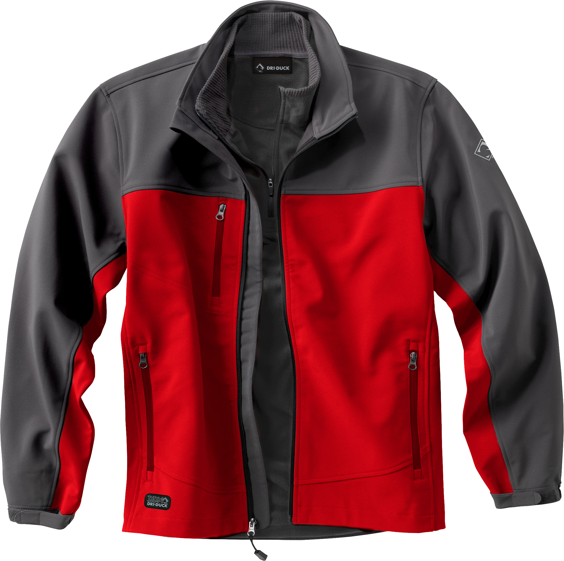 Image of Dri-Duck Motion Soft-Shell Jacket for Men - Red/Charcoal