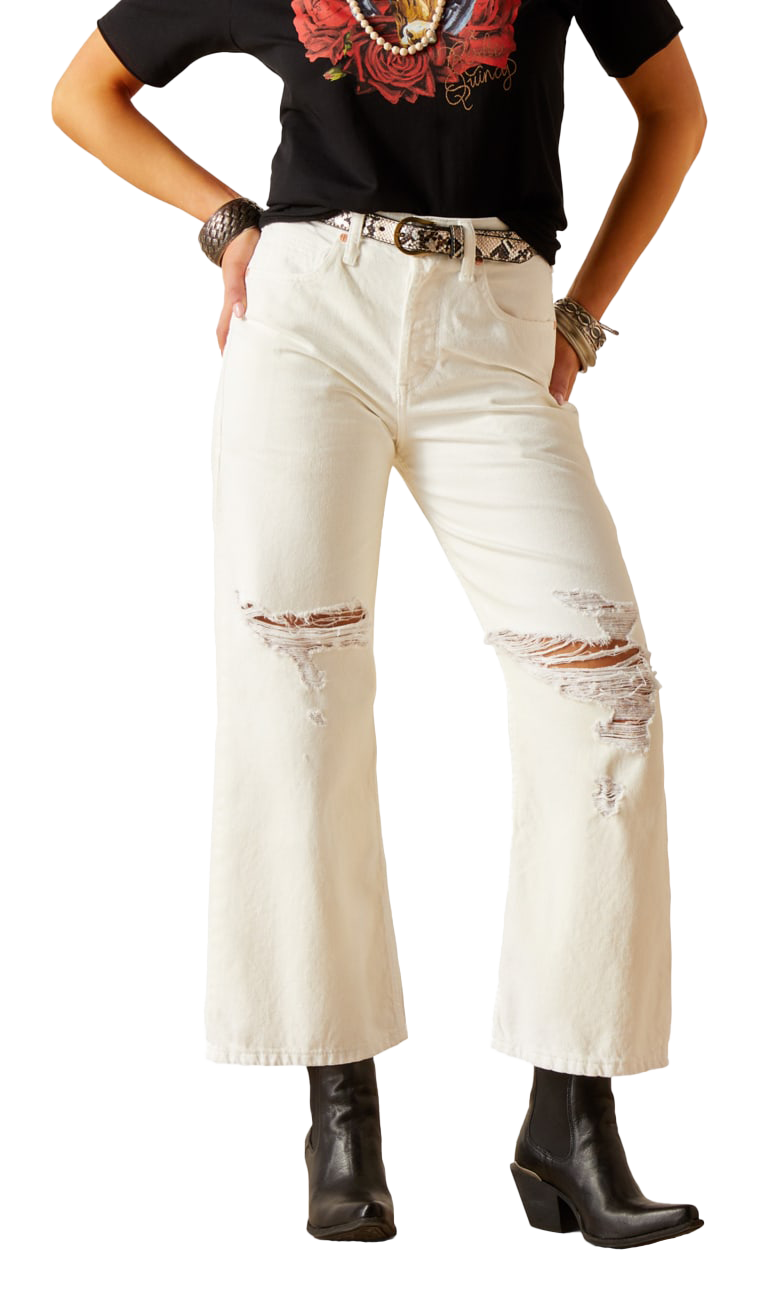 Ariat Tomboy Ultra-High-Rise Wide-Leg Jeans for Ladies - White - 27 - Regular