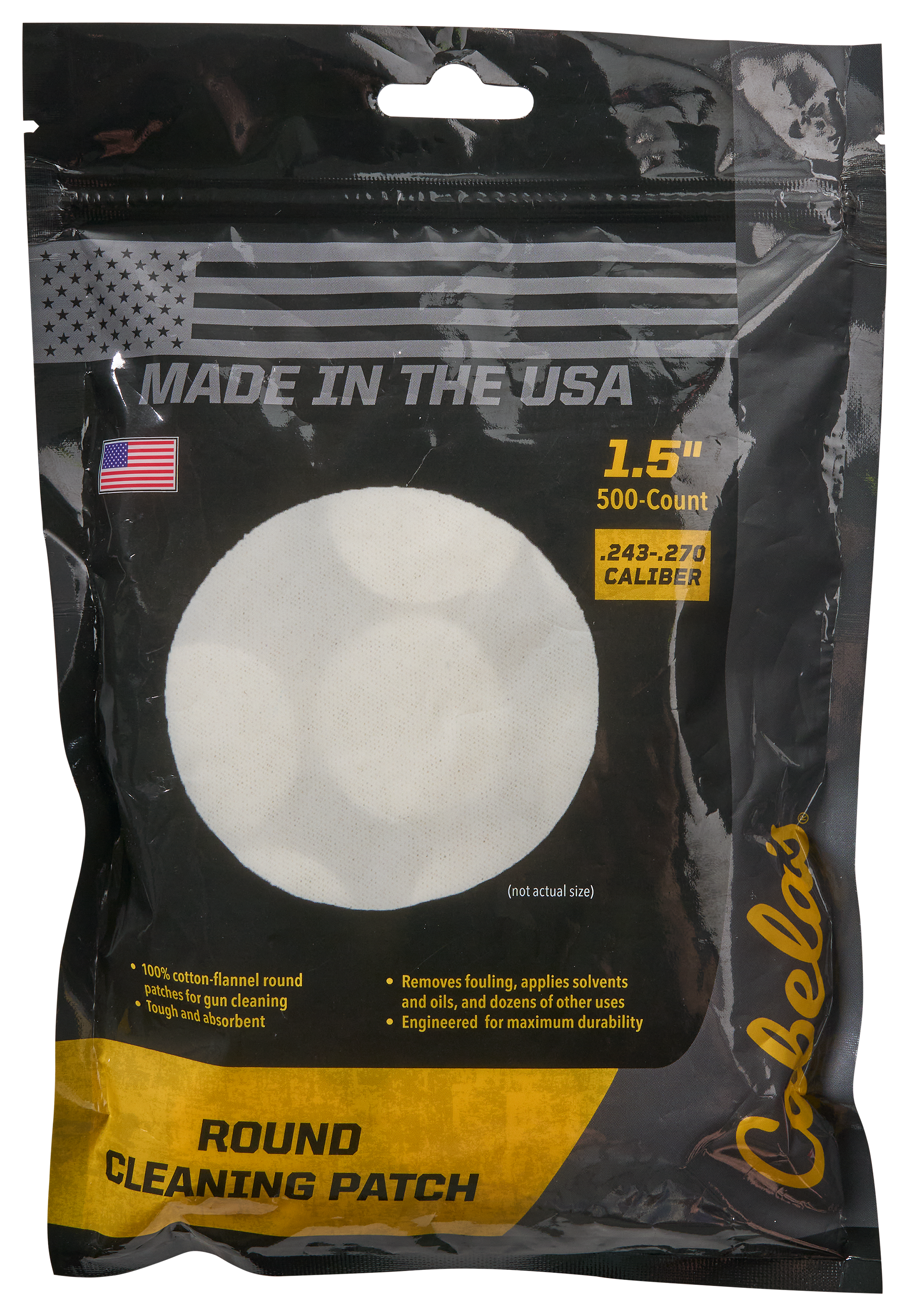 Cabela's Round Cotton Cleaning Patches - 1 1/2″/.243-.270 - Cabela's