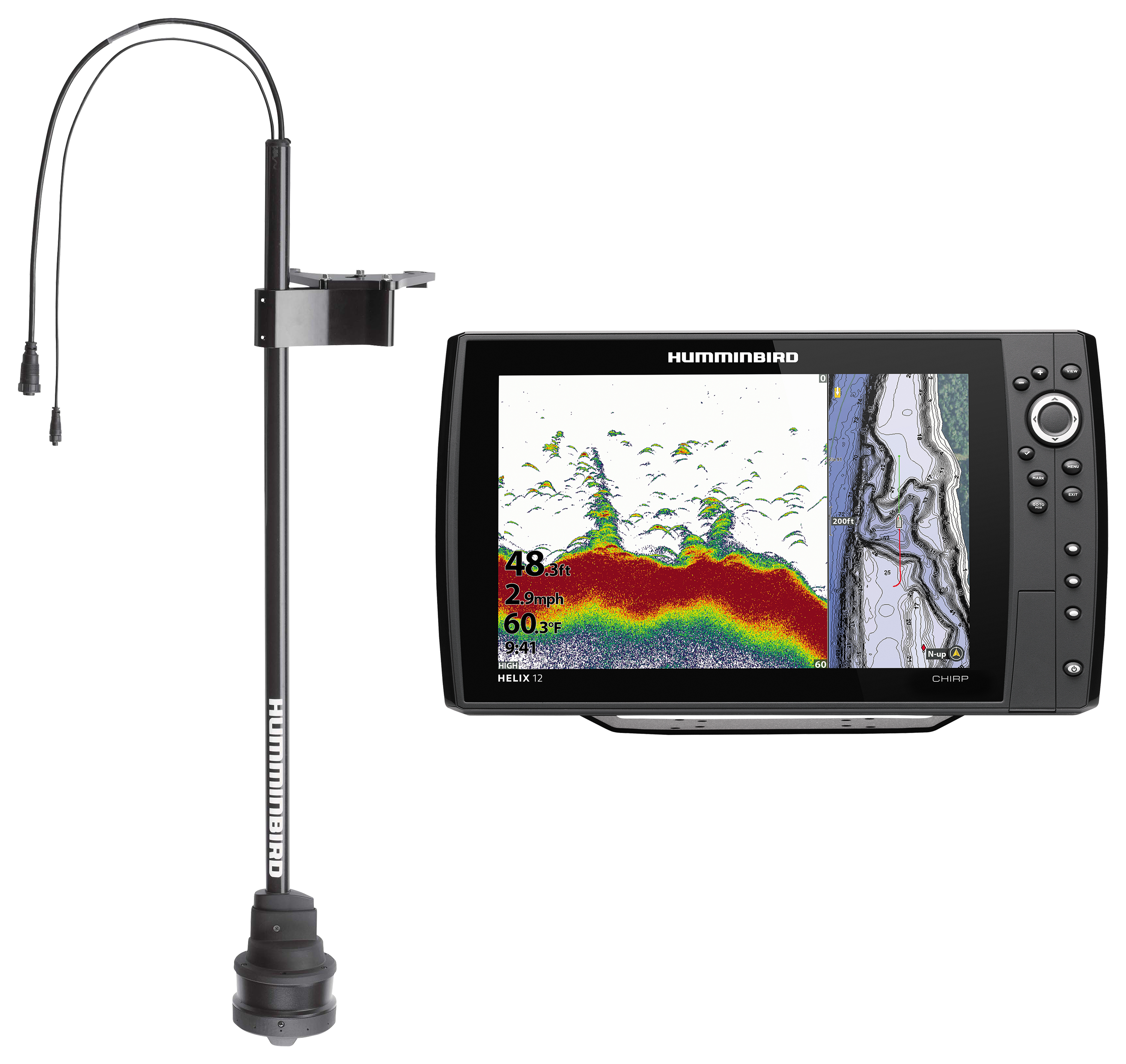 Humminbird HELIX 12 CHIRP MEGA SI+ GPS G4N Fish Finder Bundle with MEGA 360 Ultra Imaging for Minn Kota