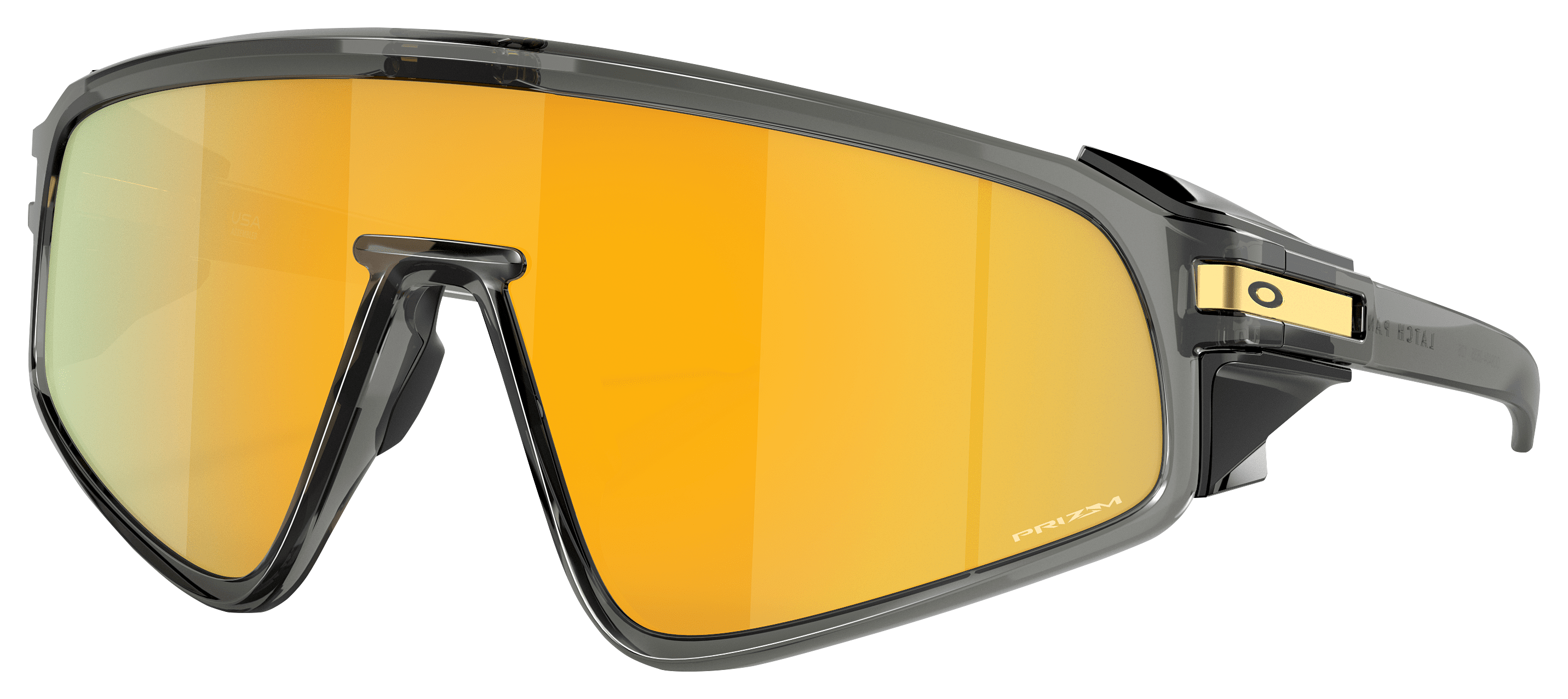 Image of Oakley Latch Panel OO9404 Prizm Bronze Mirror Sunglasses - Gray Smoke/Prizm 24K Mirror - Large