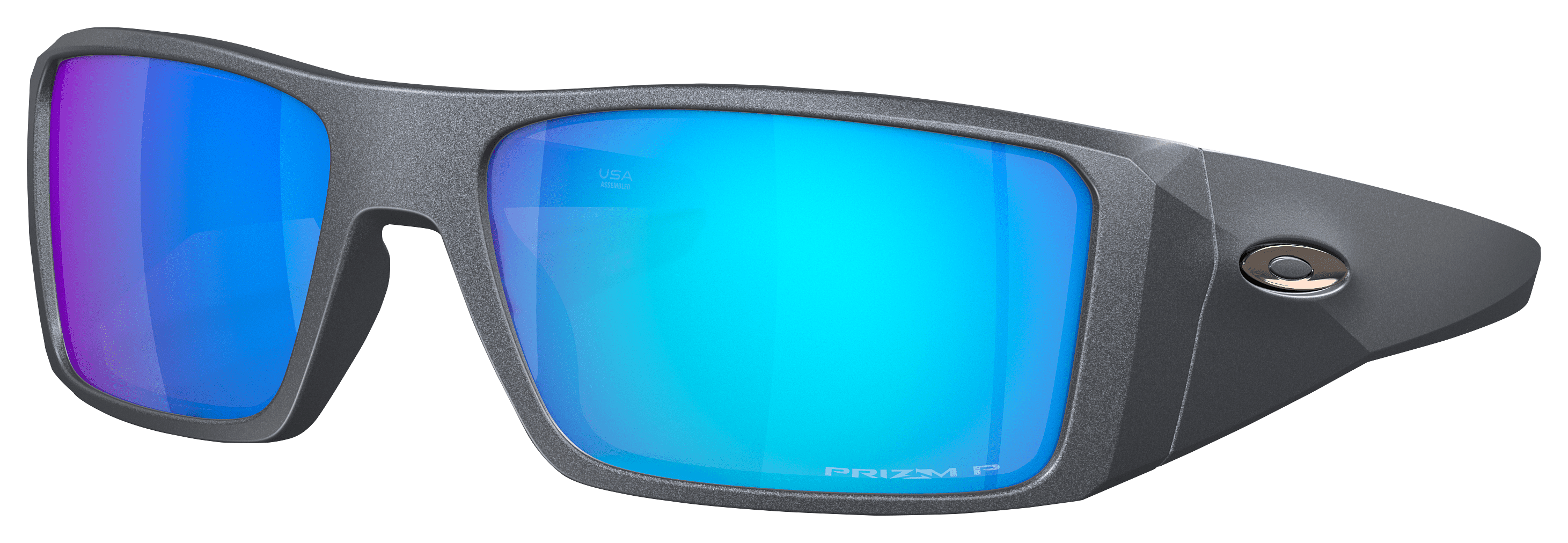 Image of Oakley Heliostat OO9231 Prizm Grey Polarized Sunglasses - Blue Steel/Prizm Sapphire - Small