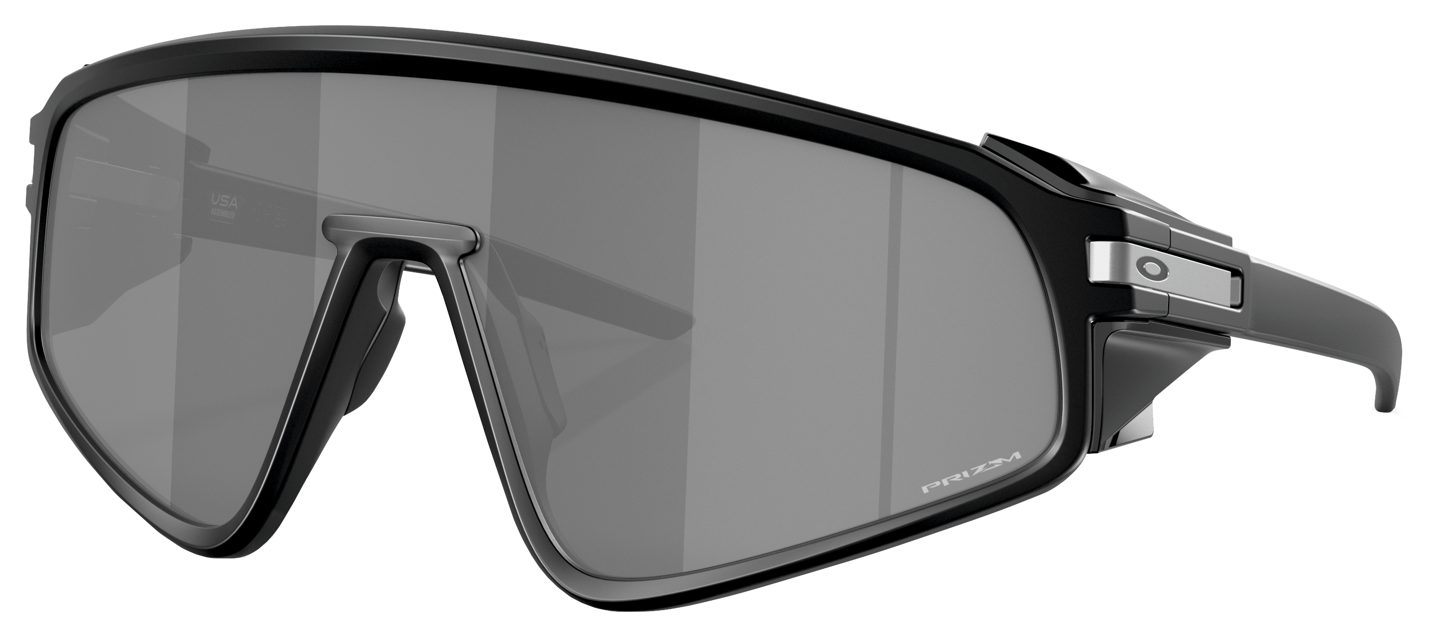 Image of Oakley Latch Panel OO9404 Prizm Grey Mirror Sunglasses - Matte Black/Prizm Black Mirror - Large