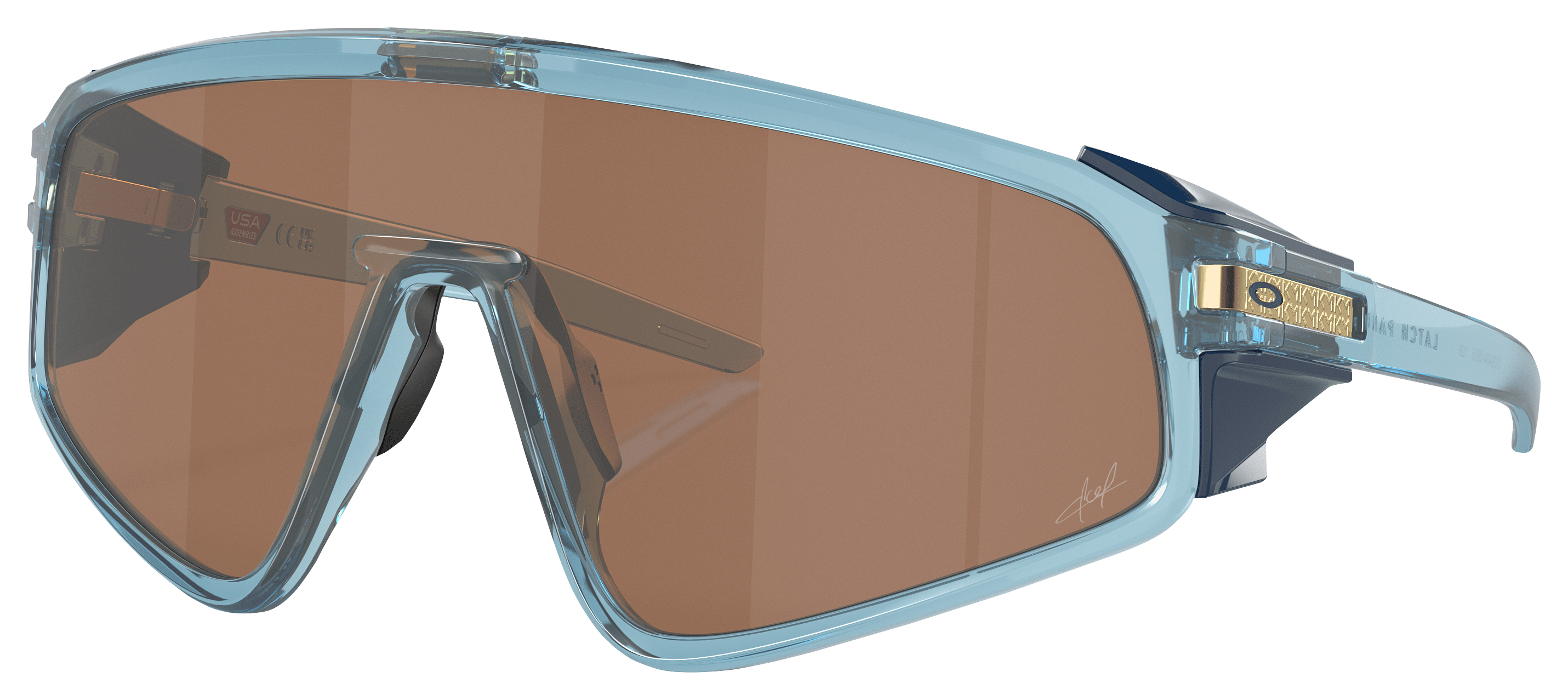 Image of Oakley Latch Panel OO9404 Prizm Bronze Mirror Sunglasses - Transparent Stonewash/Prizm Tungsten Mirror - Large