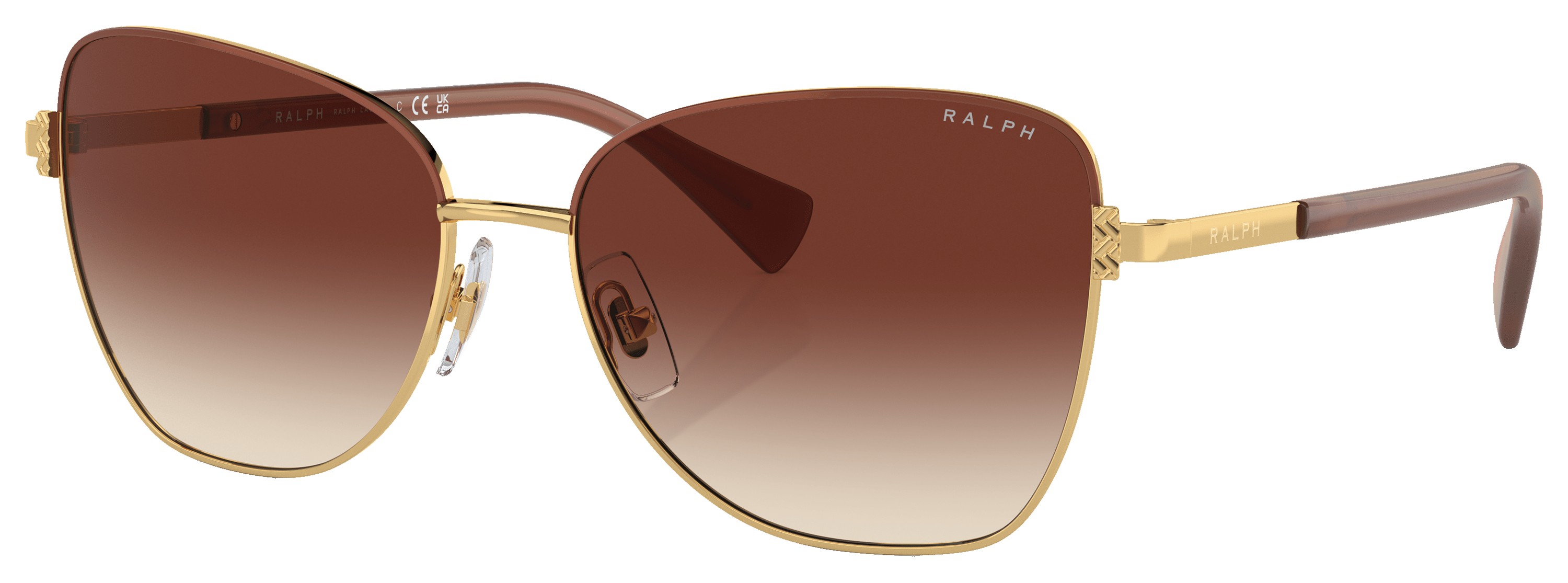 Image of Ralph RA4146 Sunglasses for Ladies - Shiny Gold/Brown Gradient - X-Large