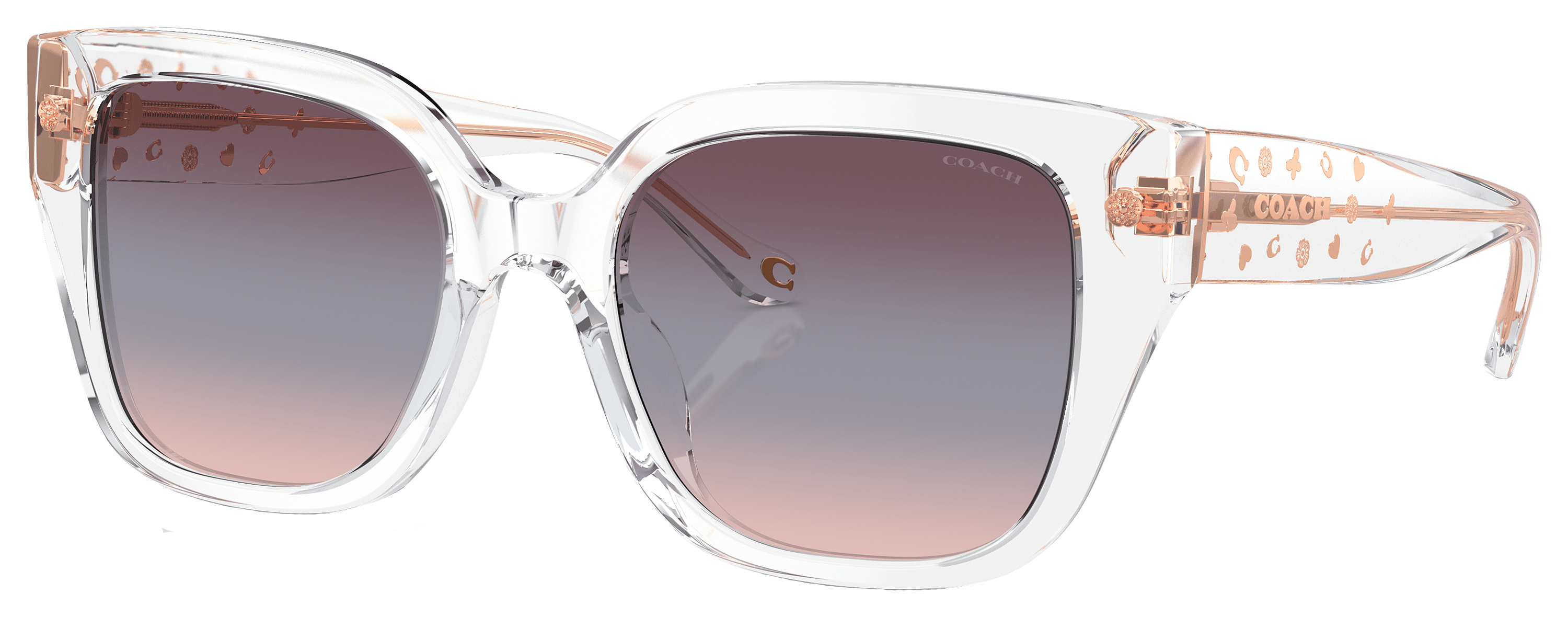 Image of Coach HC8392U Sunglasses for Ladies - Transparent Clear/Purple/Blue/Pink Gradient - Large