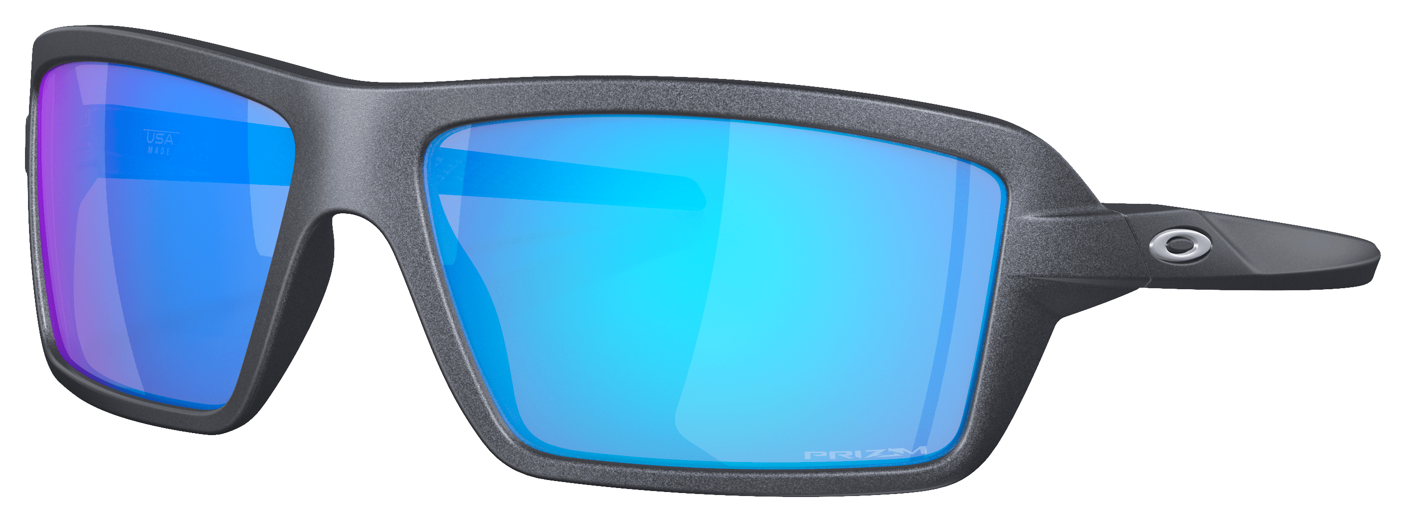 Image of Oakley Cables OO9129 Prizm Grey Mirror Sunglasses - Blue Steel/Prizm Sapphire Mirror - Large