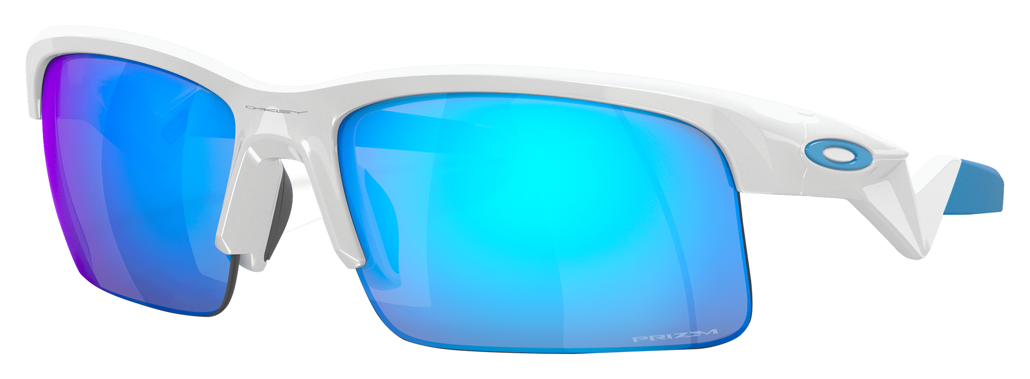 Image of Oakley Jr. Capacitor OJ9013 Prizm Grey Mirror Sunglasses for Kids - Polished White/Prizm Sapphire Mirror - X-Large