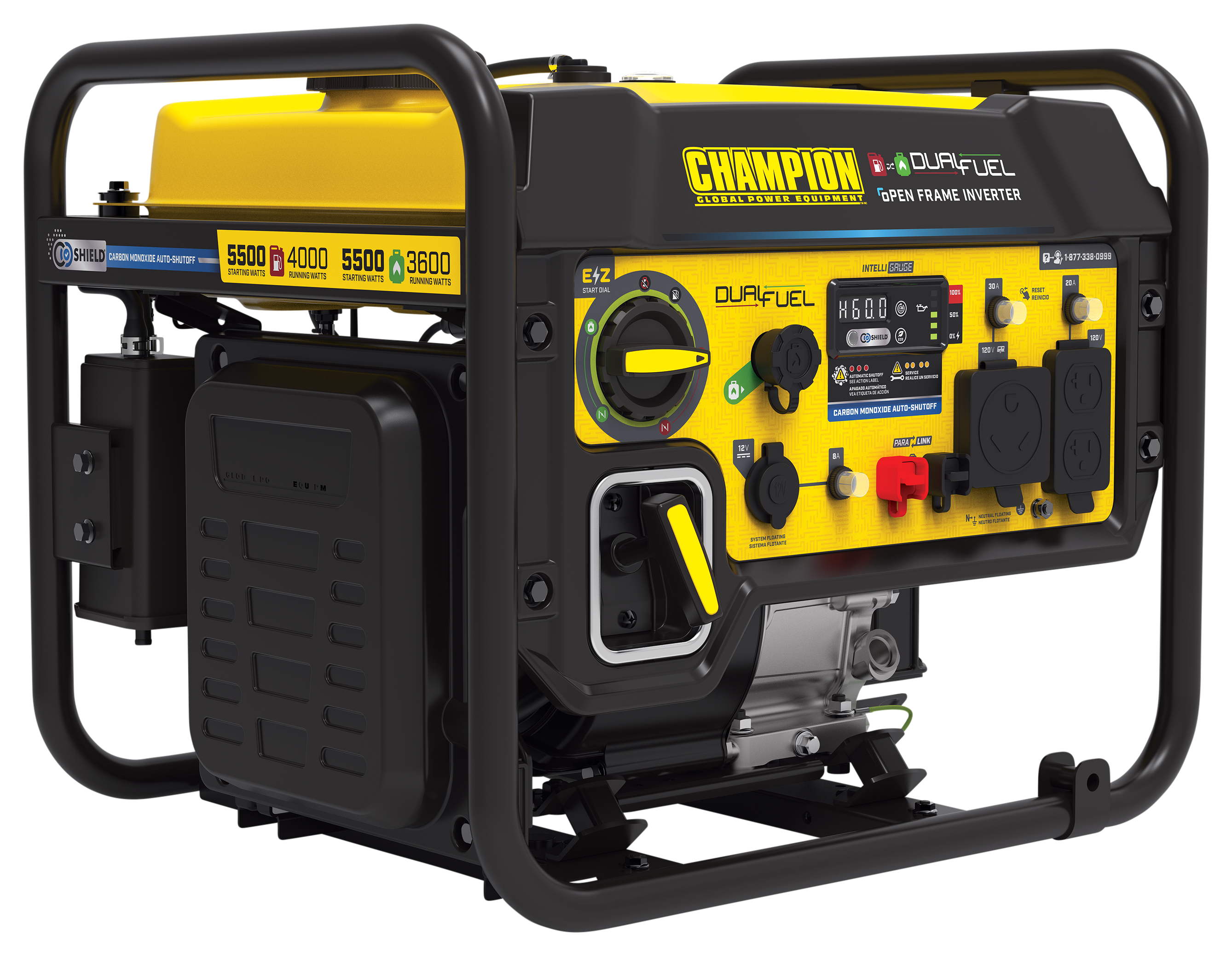 Image of Champion Power Equipment 5,500W Dual-Fuel Open-Frame Portable Inverter Generator with CO Shield