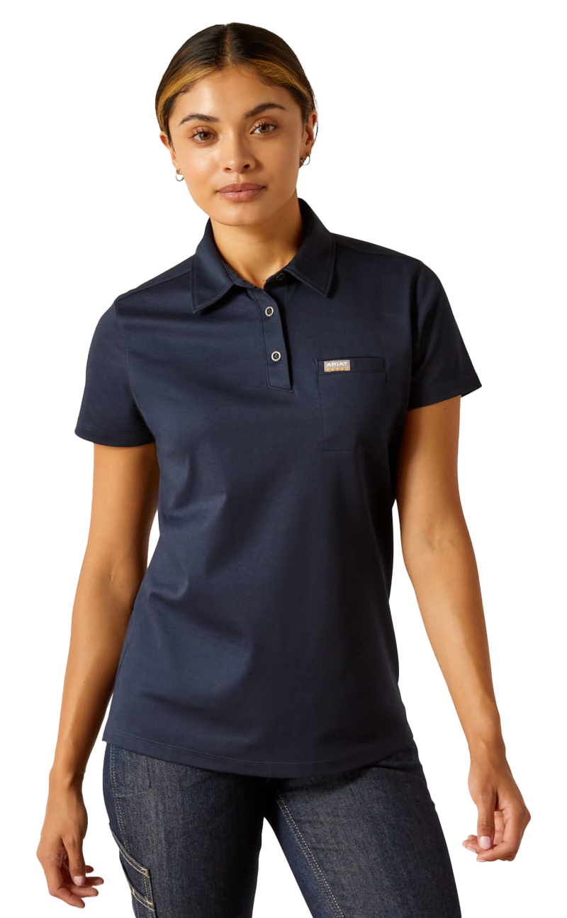 Image of Ariat Rebar Foreman Short-Sleeve Polo for Ladies - Navy