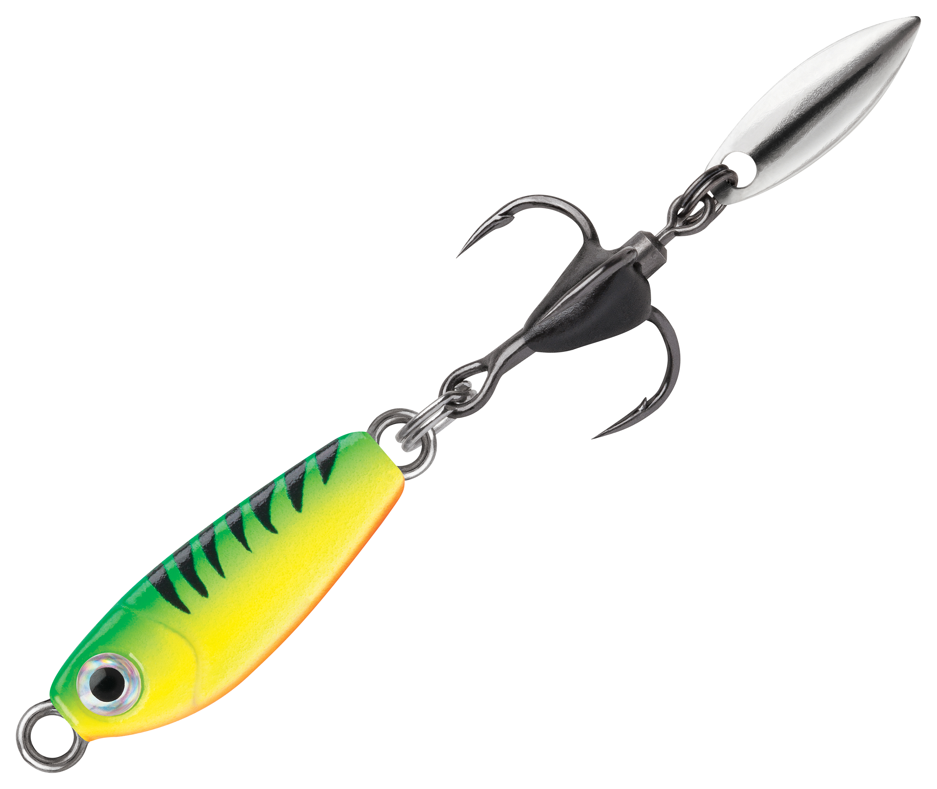 Image of "VMC Bladed Bull Ice Spoon - Glow Fire Tiger - 1-1/2"", 1/8 oz."